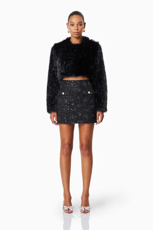 Cosette Faux Fur Jacket In Black sold by Elliatt