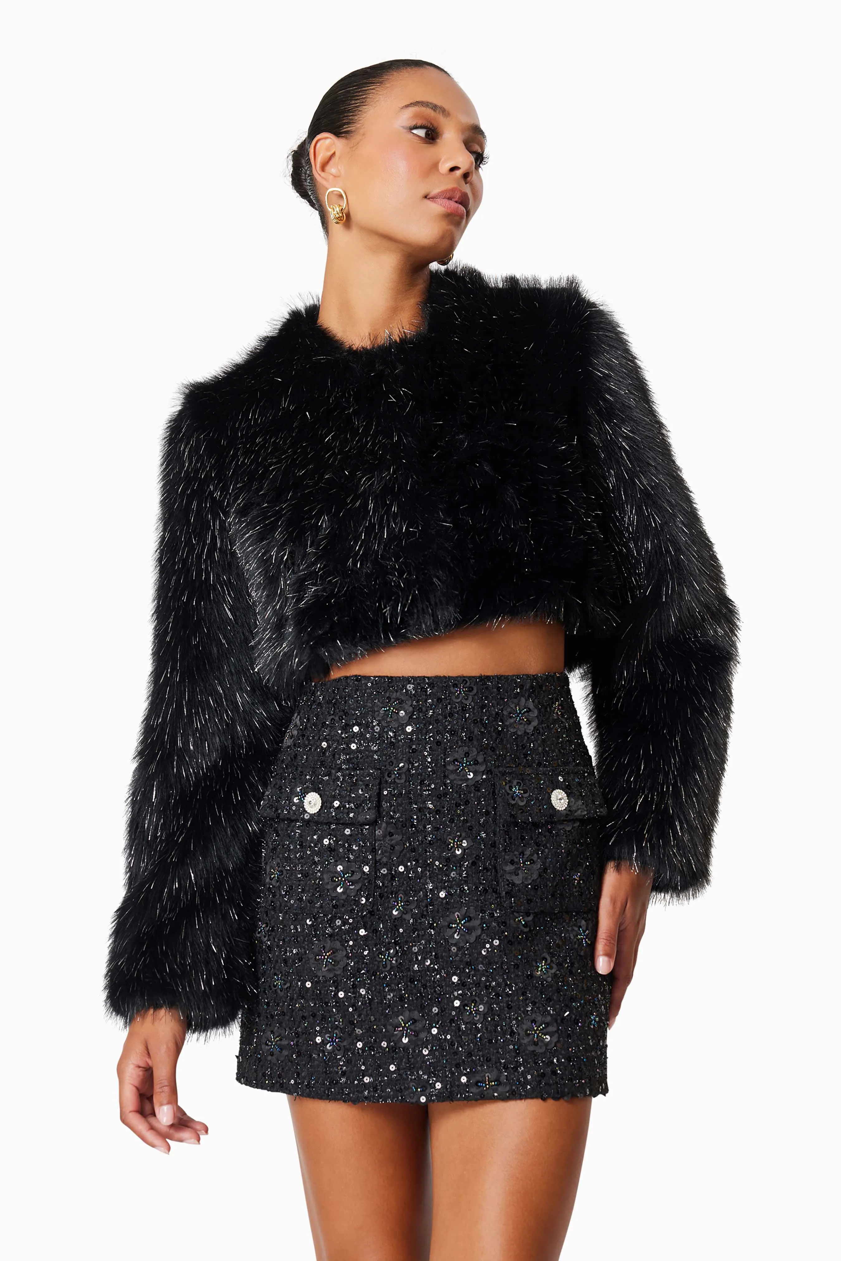 Cosette Faux Fur Jacket In Black sold by Elliatt product image thumbnail 5