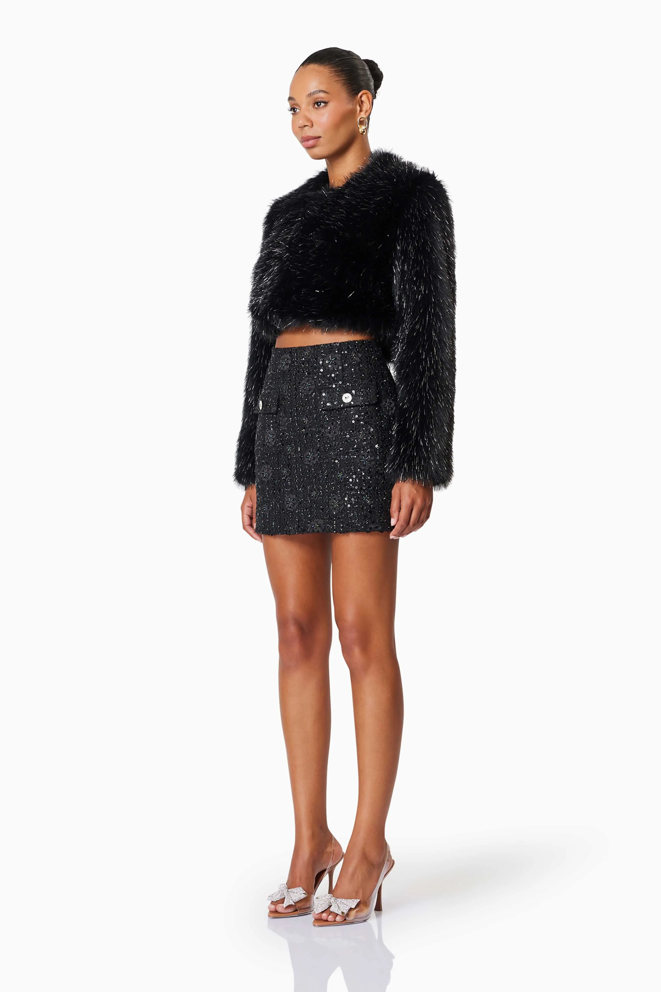 Cosette Faux Fur Jacket In Black sold by Elliatt product image thumbnail 2