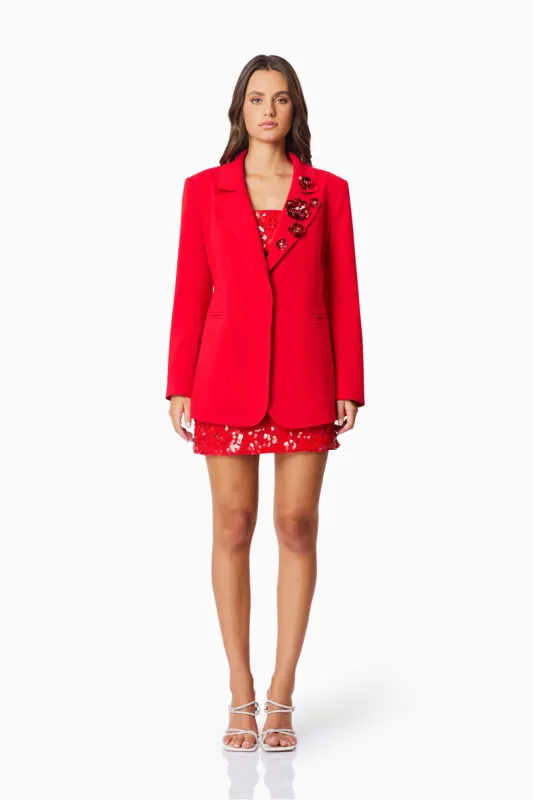 Emma Tailored Blazer In Red made by Elliatt