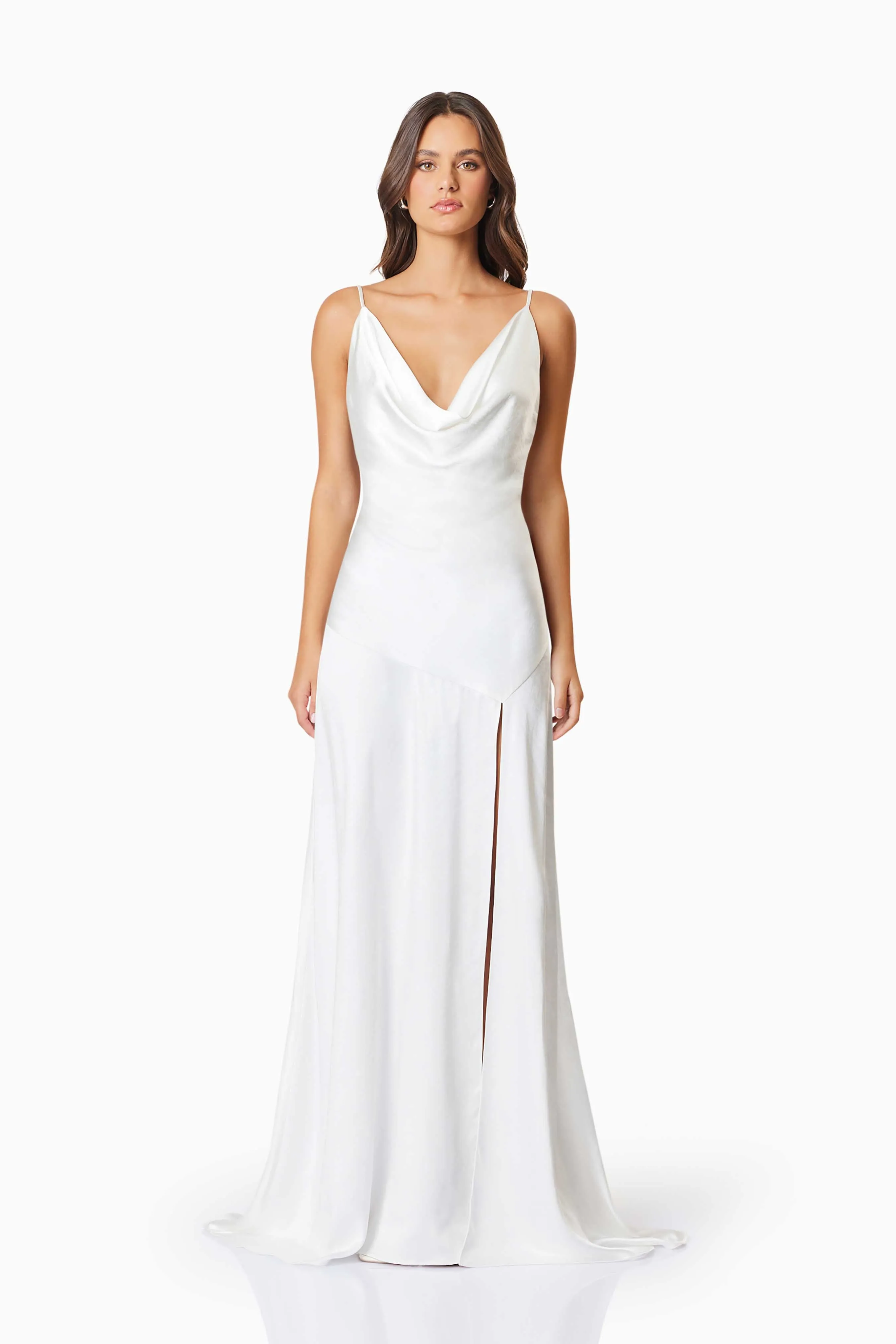 Clementine Cowl Neck Maxi Dress In White sold by Elliatt