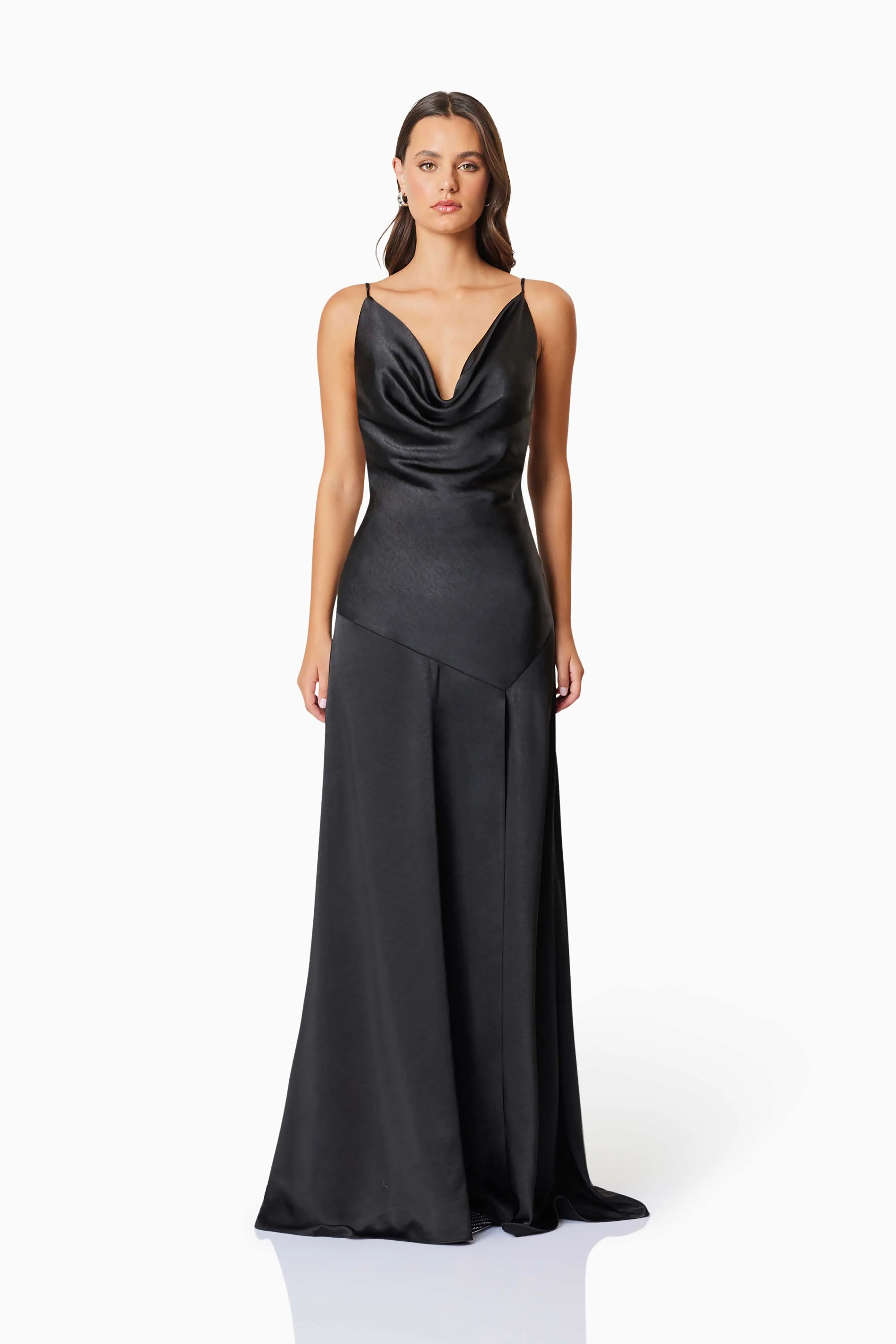 Clementine Cowl Neck Maxi Dress In Black sold by Elliatt