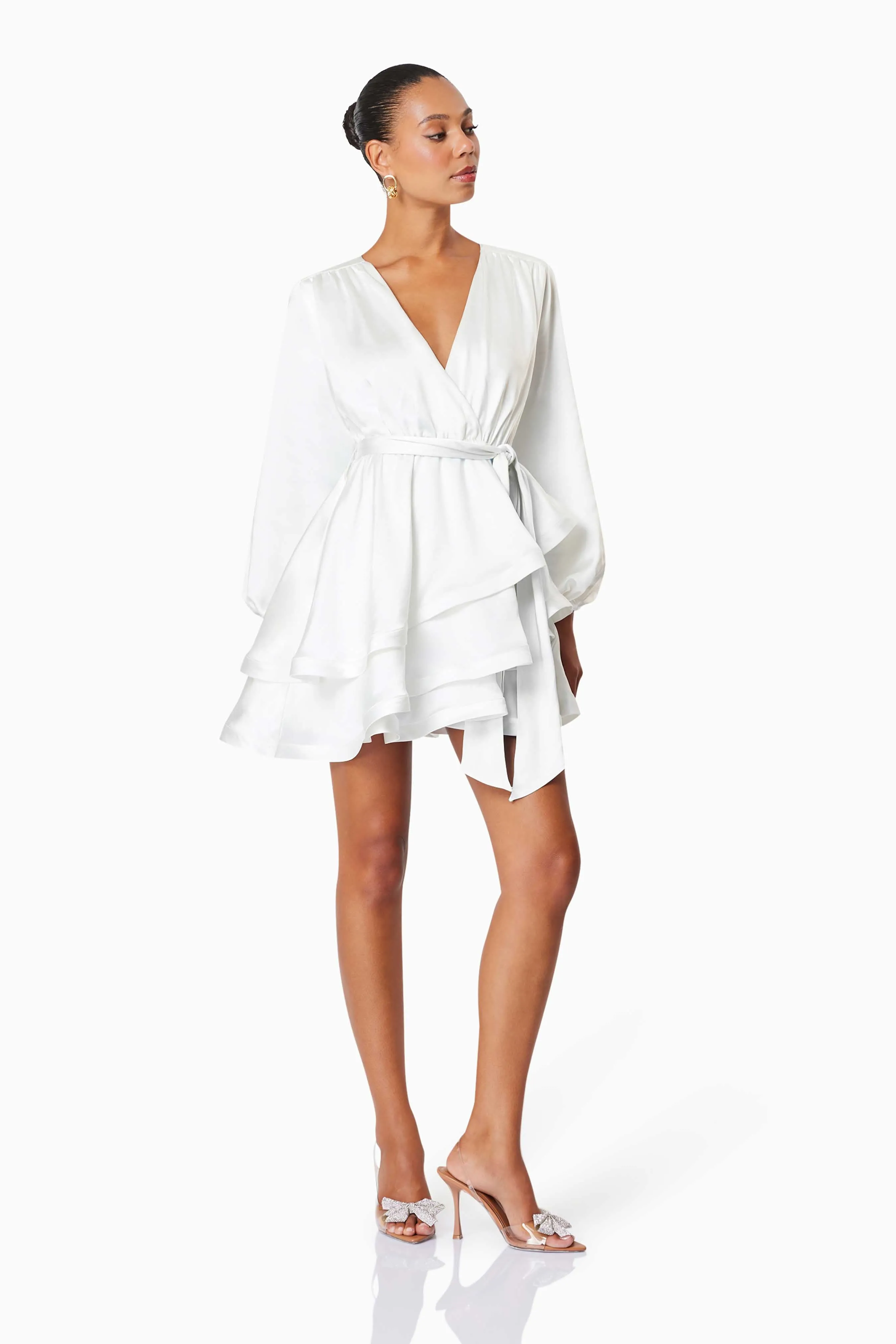 Clementine Long Sleeve Mini Dress In White sold by Elliatt product image thumbnail 4