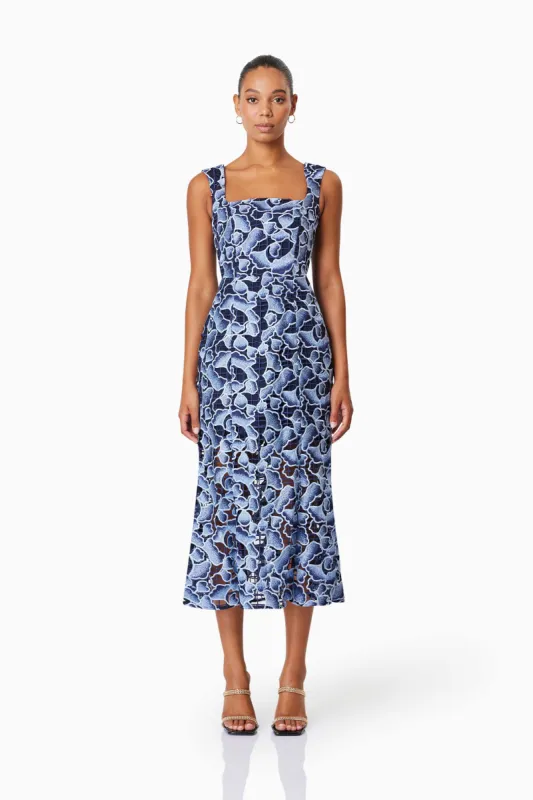 Mila Cocktail Midi Dress In Blue sold by Elliatt