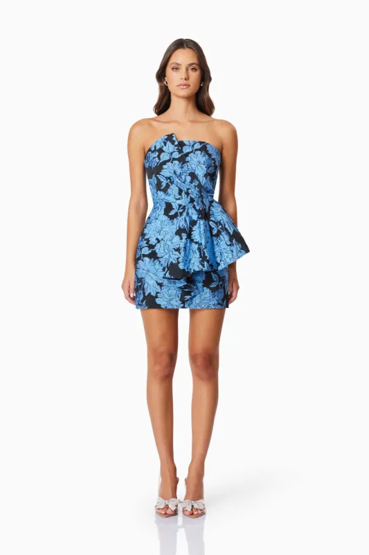 Kayla Strapless Party Mini Dress In Blue sold by Elliatt