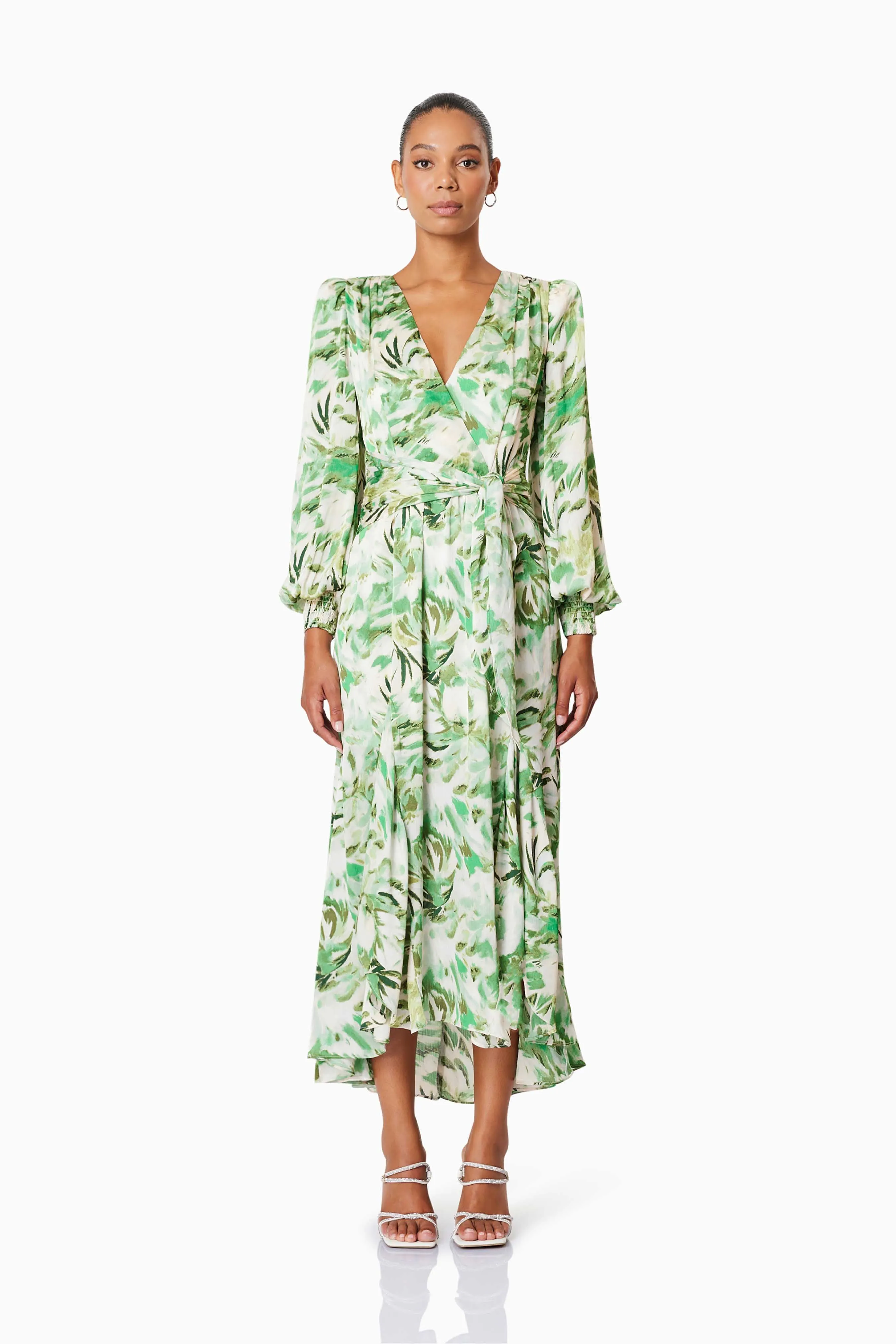 Georgia Long Sleeve Maxi Dress In Green sold by Elliatt