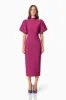 Ella Puff Sleeve Midi Dress In Red sold by Elliatt