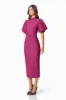 Ella Puff Sleeve Midi Dress In Red sold by Elliatt