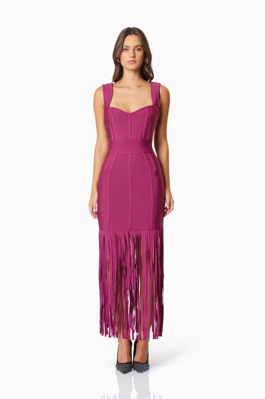 Ella Party Cocktail Midi Dress In Red sold by Elliatt