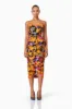 Alessandra Floral Strapless Cocktail Dress In Orange sold by Elliatt