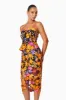 Alessandra Floral Strapless Cocktail Dress In Orange sold by Elliatt