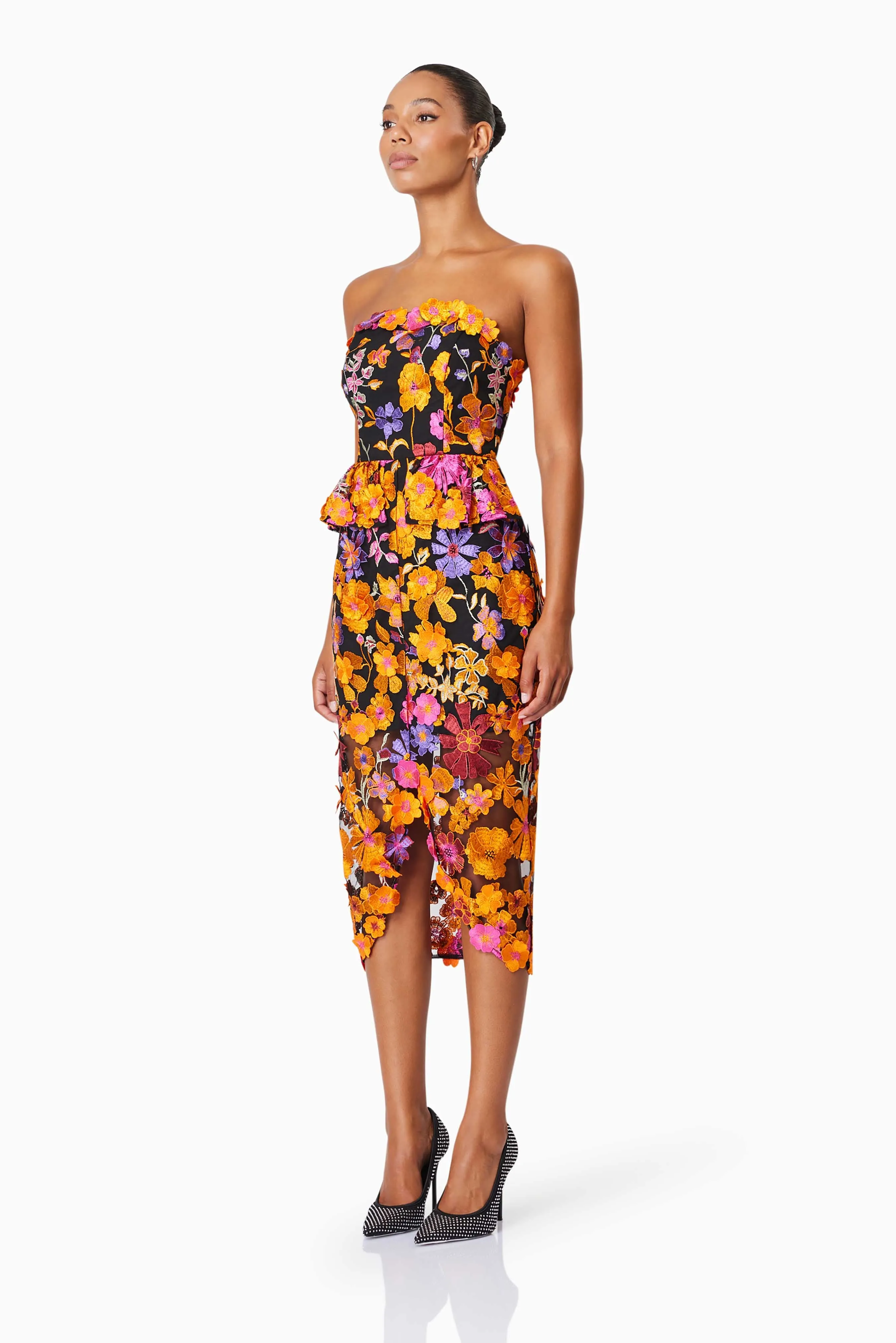 Alessandra Floral Strapless Cocktail Dress In Orange sold by Elliatt product image thumbnail 2