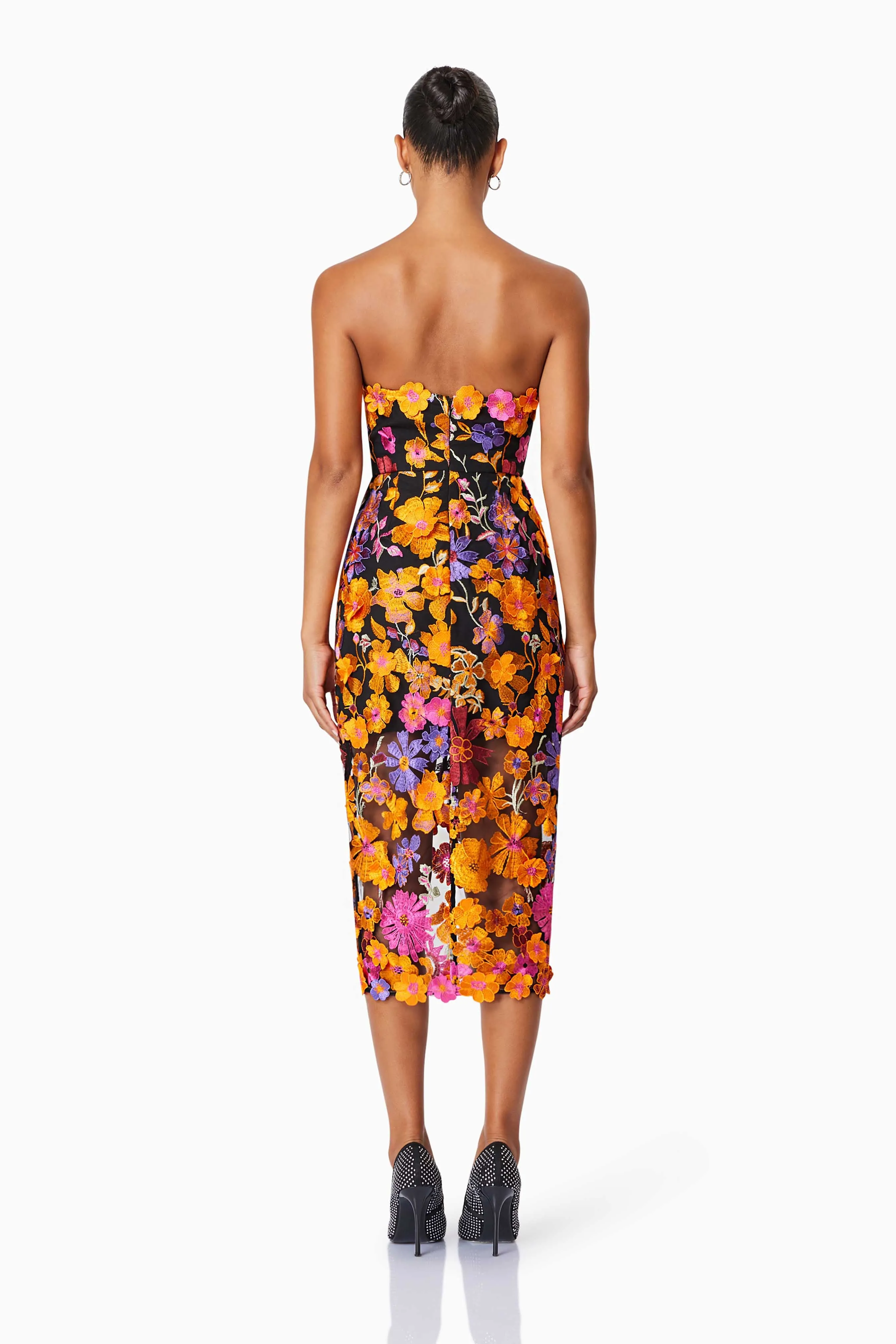 Alessandra Floral Strapless Cocktail Dress In Orange sold by Elliatt product image thumbnail 4