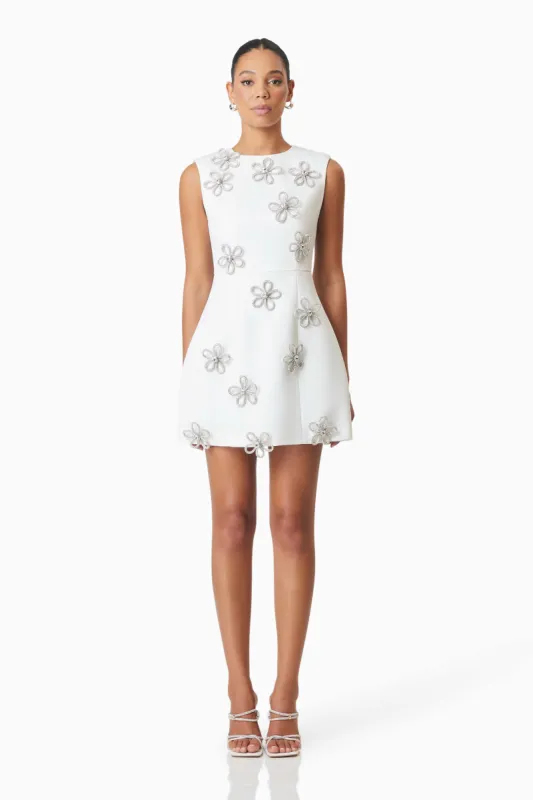 Maiara Diamante Mini Dress In White sold by Elliatt