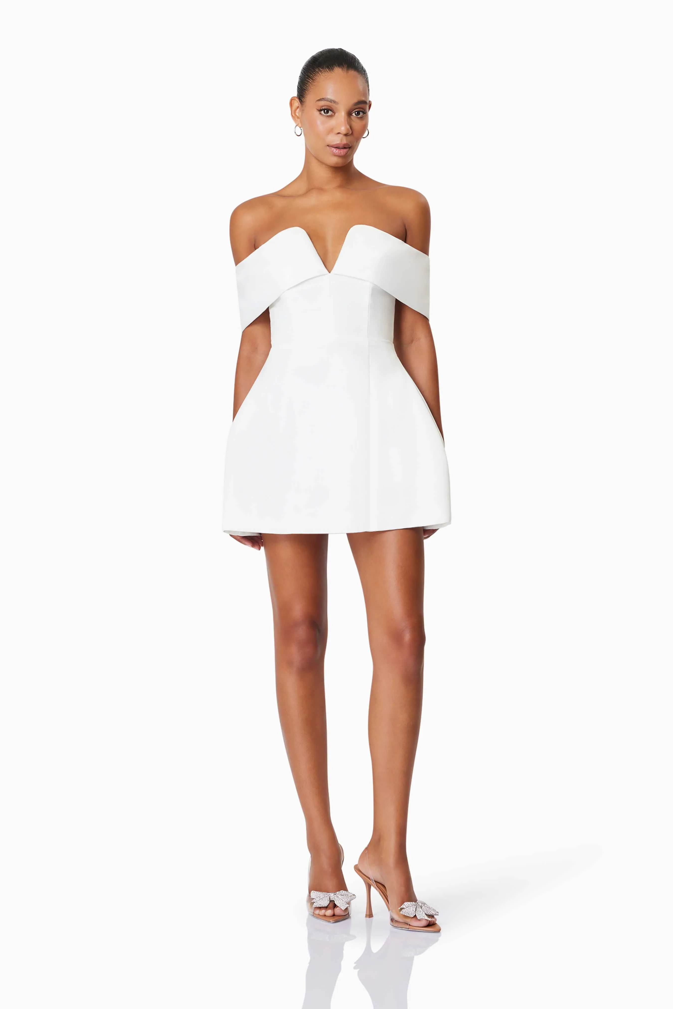 Alice Off The Shoulder Mini Party Dress in White sold by Elliatt product image thumbnail 3