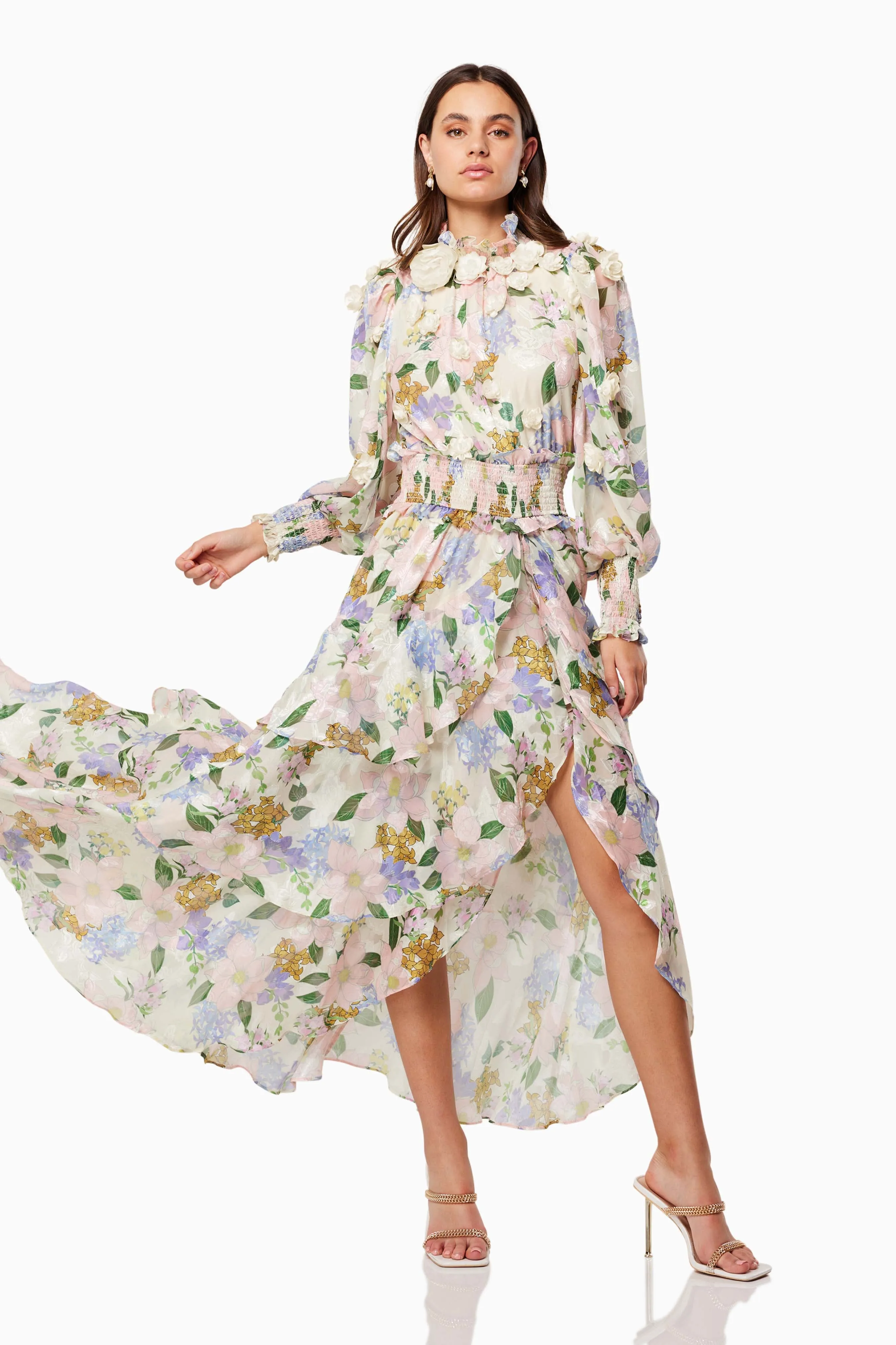 Delfina Ruffled Maxi Dress In Pink sold by Elliatt product image thumbnail 2