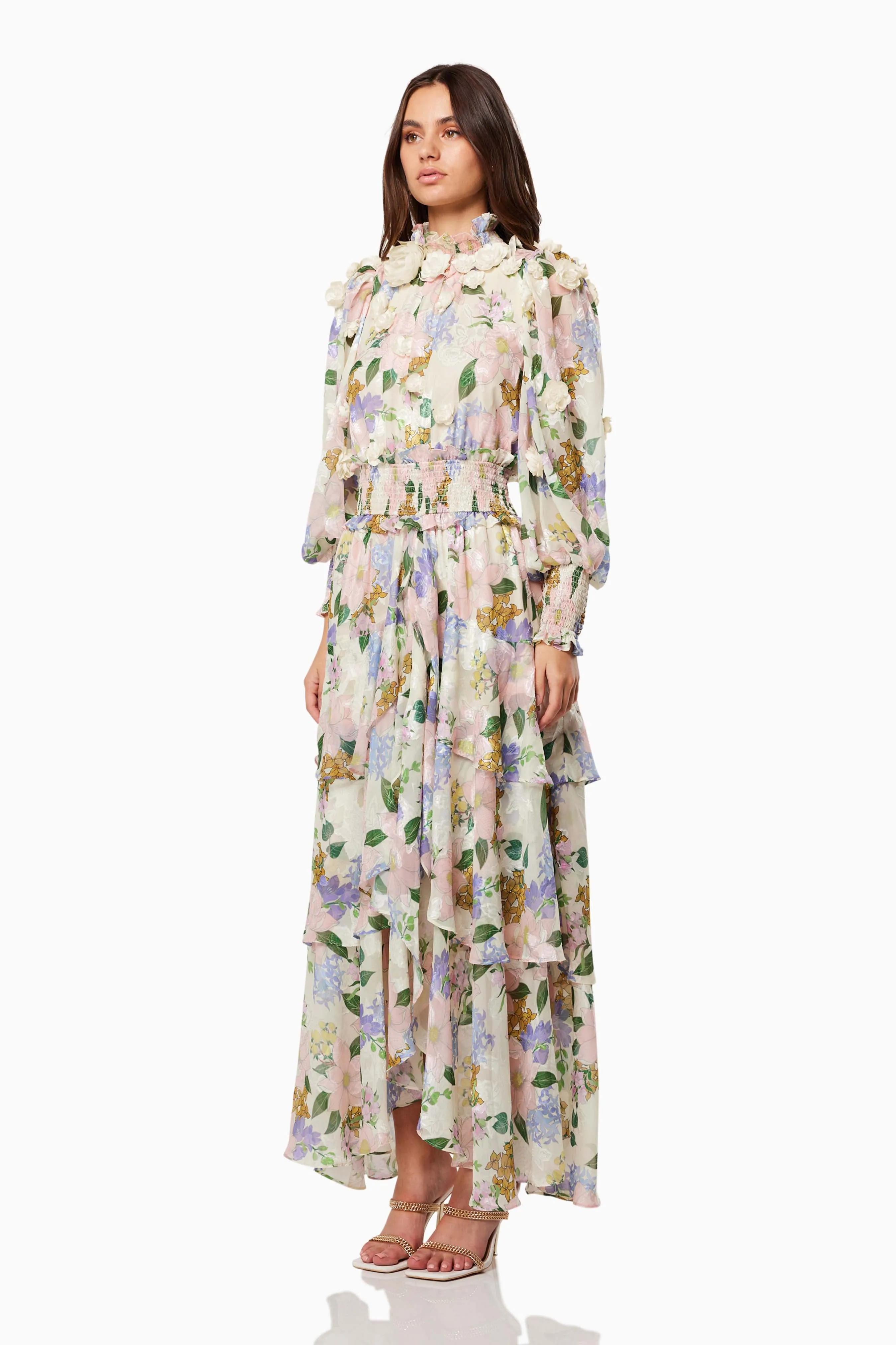 Delfina Ruffled Maxi Dress In Pink sold by Elliatt product image thumbnail 3