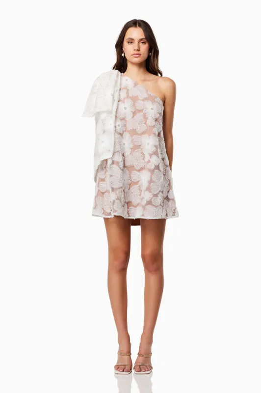 Briar One Shoulder Mini Dress In White sold by Elliatt