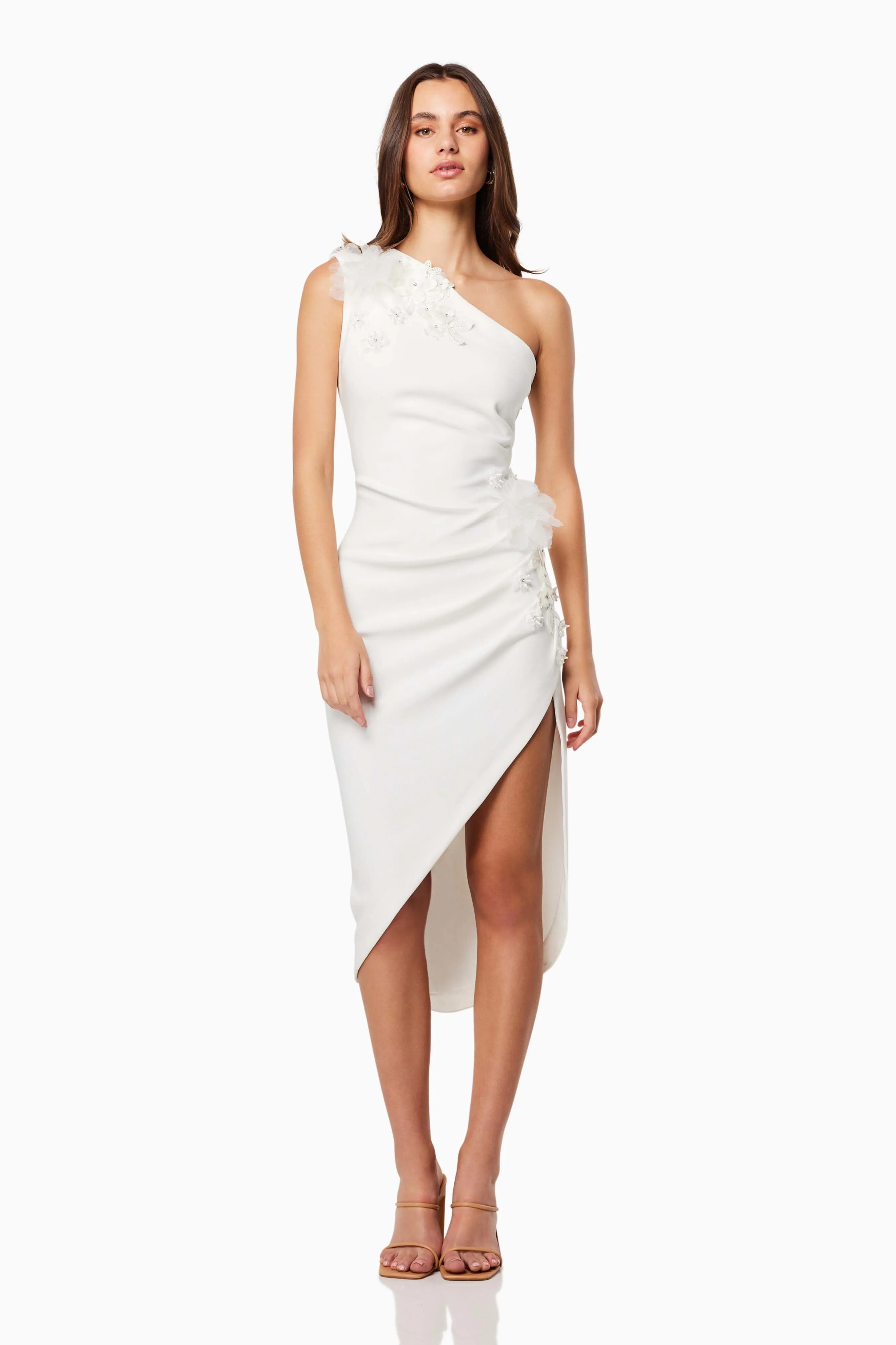 Astoria One Shoulder Midi Dress In White sold by Elliatt product image thumbnail 4