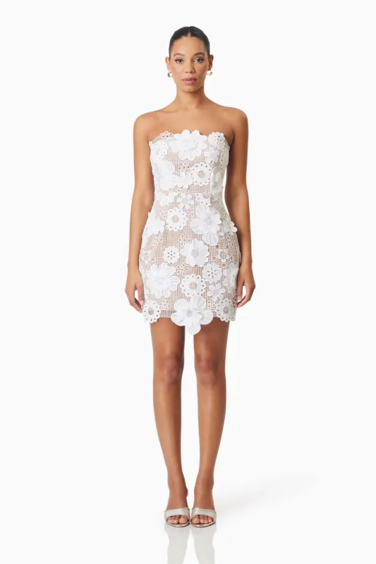 Autumn Strapless Mini Dress In White sold by Elliatt