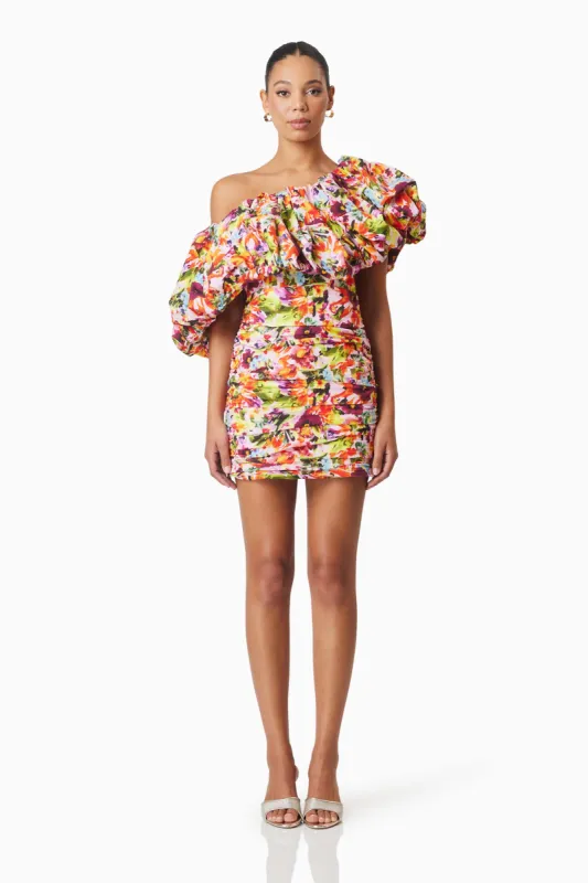 Elira Printed Mini Dress In Florals sold by Elliatt