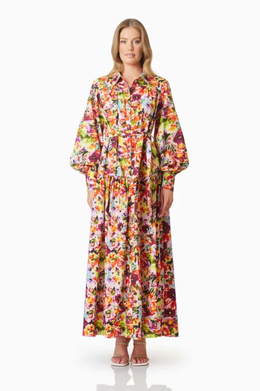 Elira Maxi Shirt Dress In Florals sold by Elliatt