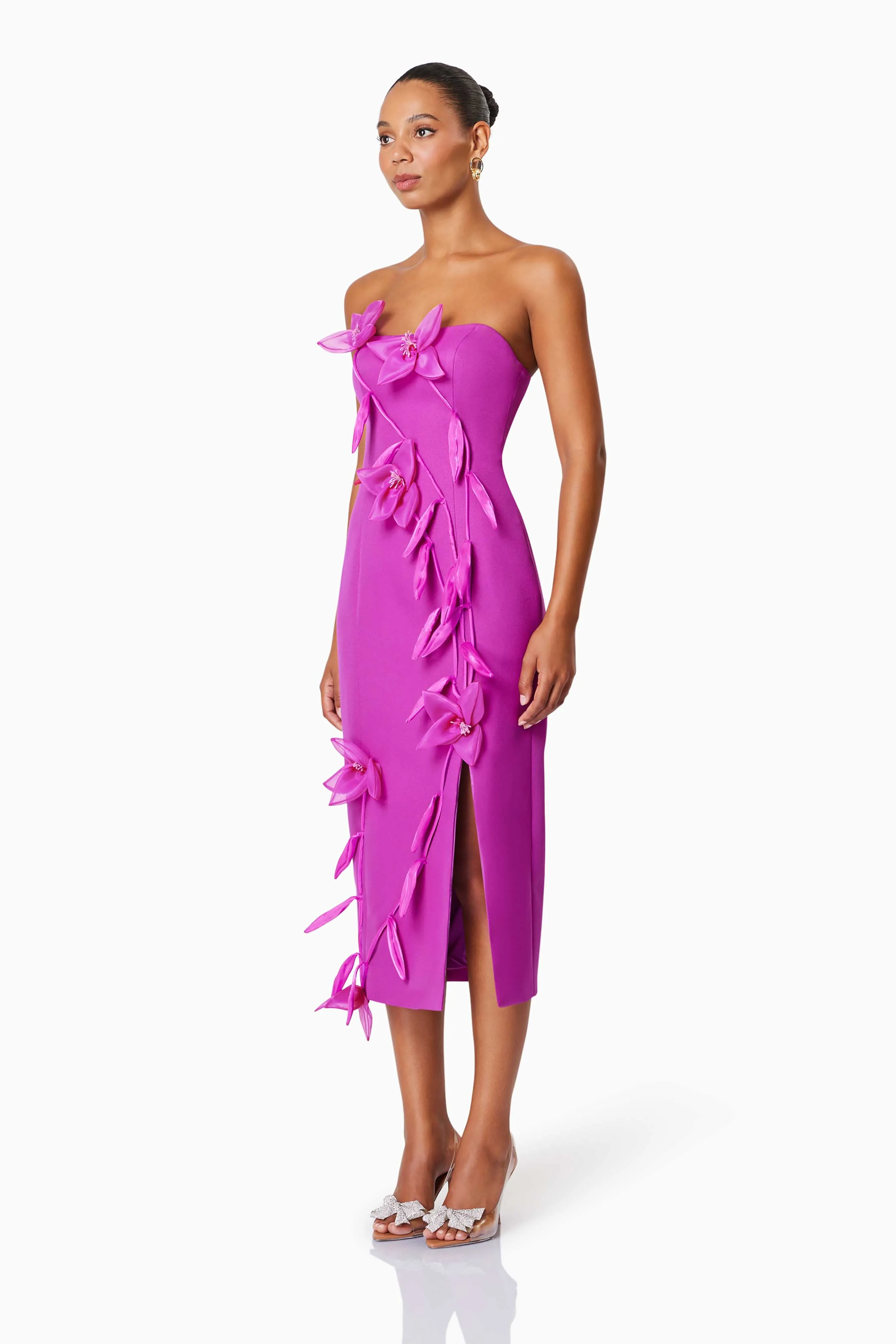 Bethany Strapless Floral Midi Dress In Purple sold by Elliatt product image thumbnail 3