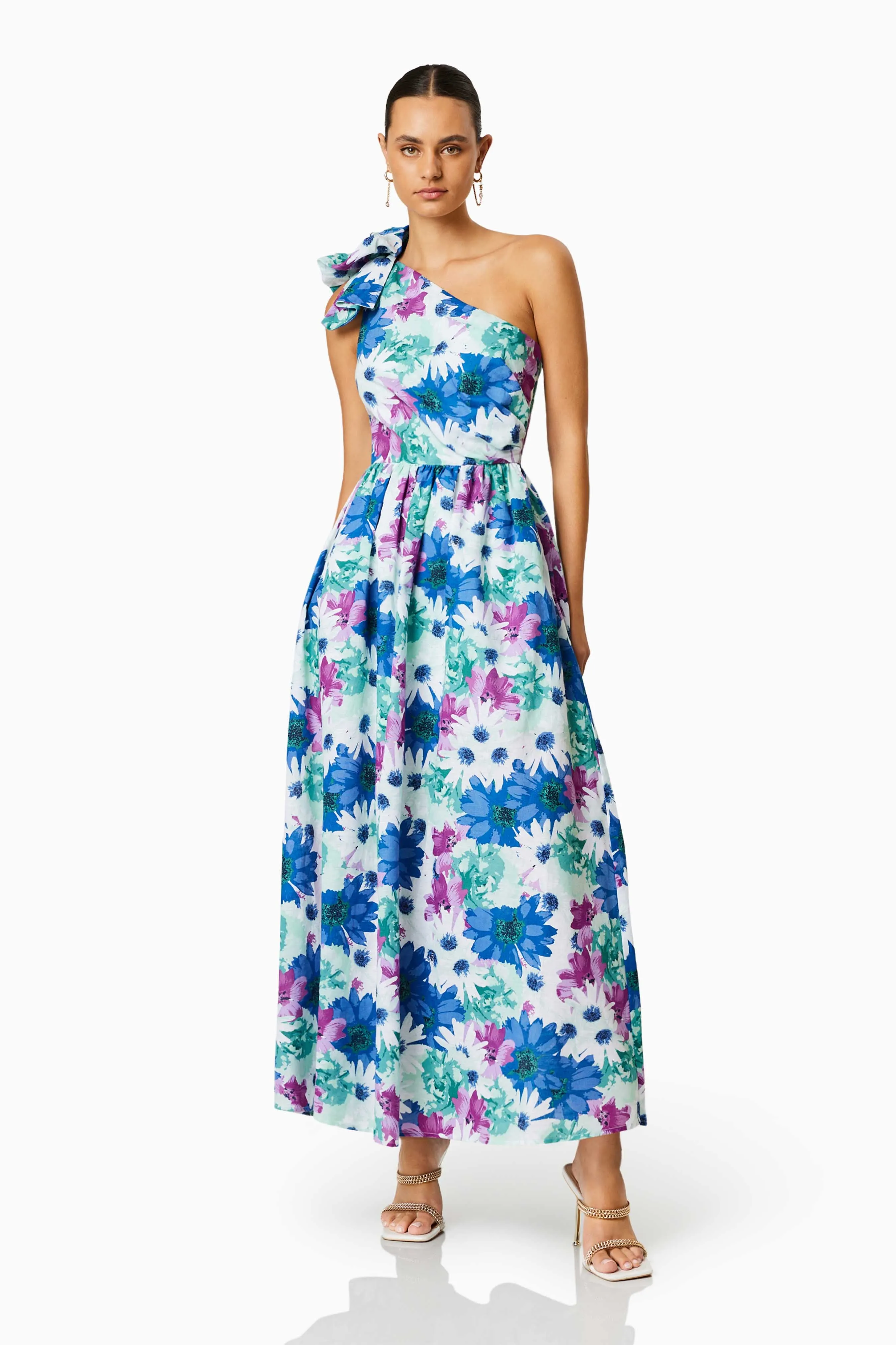 Aloha One Shoulder Midi Dress In Blue sold by Elliatt product image thumbnail 4