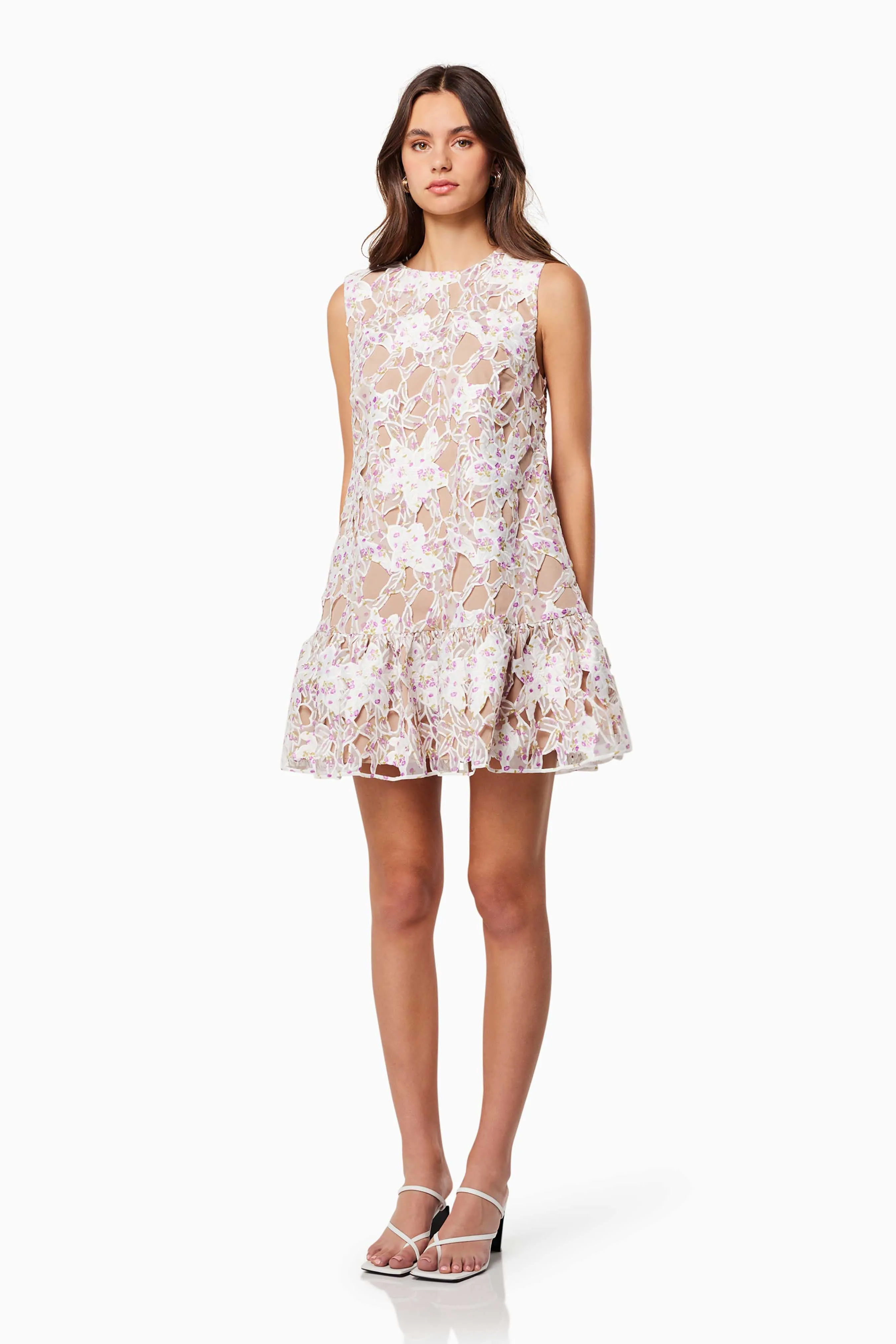 Heartbeat Printed Broderie Lace Dress In Purple sold by Elliatt product image thumbnail 3