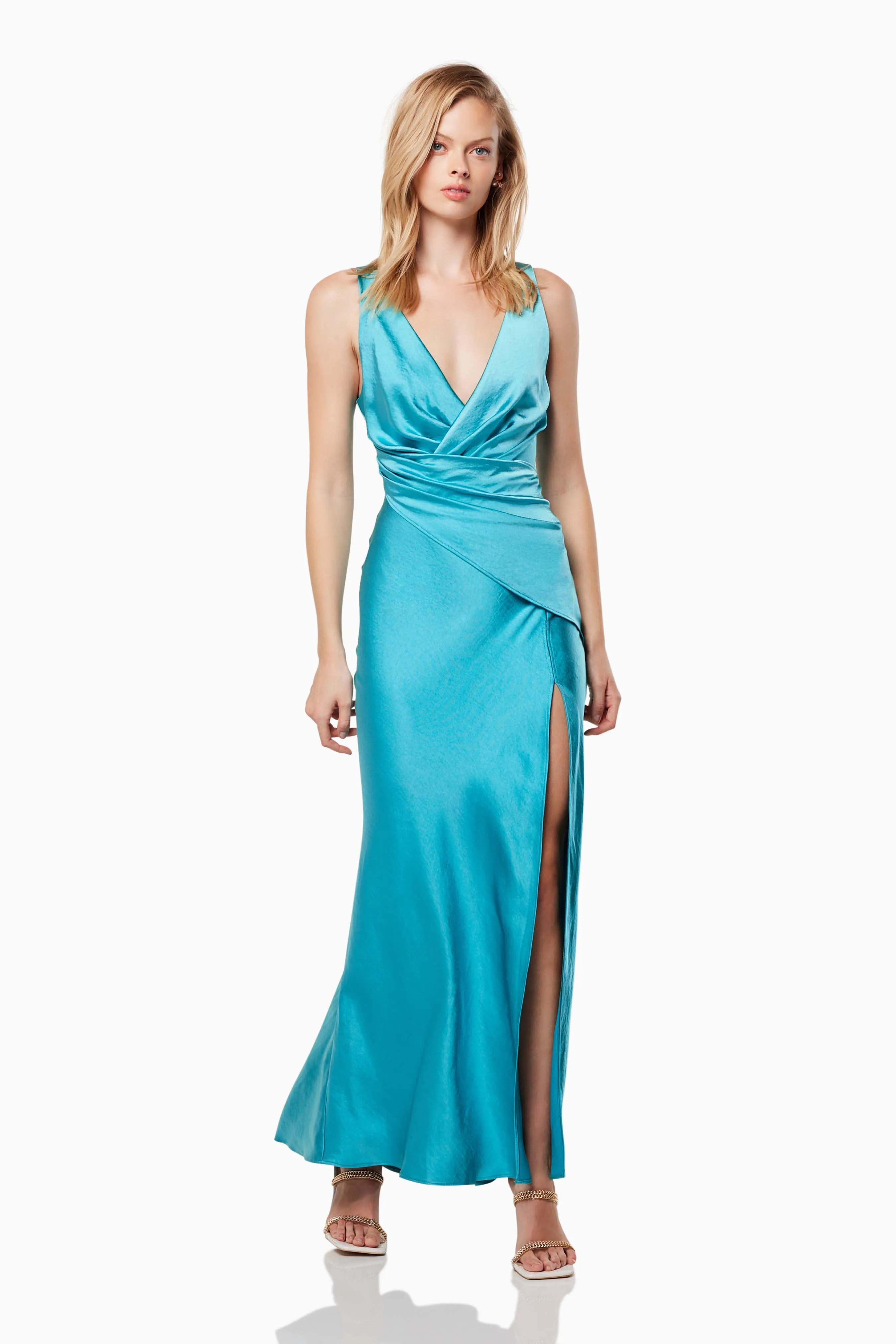 Junia Wrapped Neckline Maxi Dress In Blue sold by Elliatt product image thumbnail 4