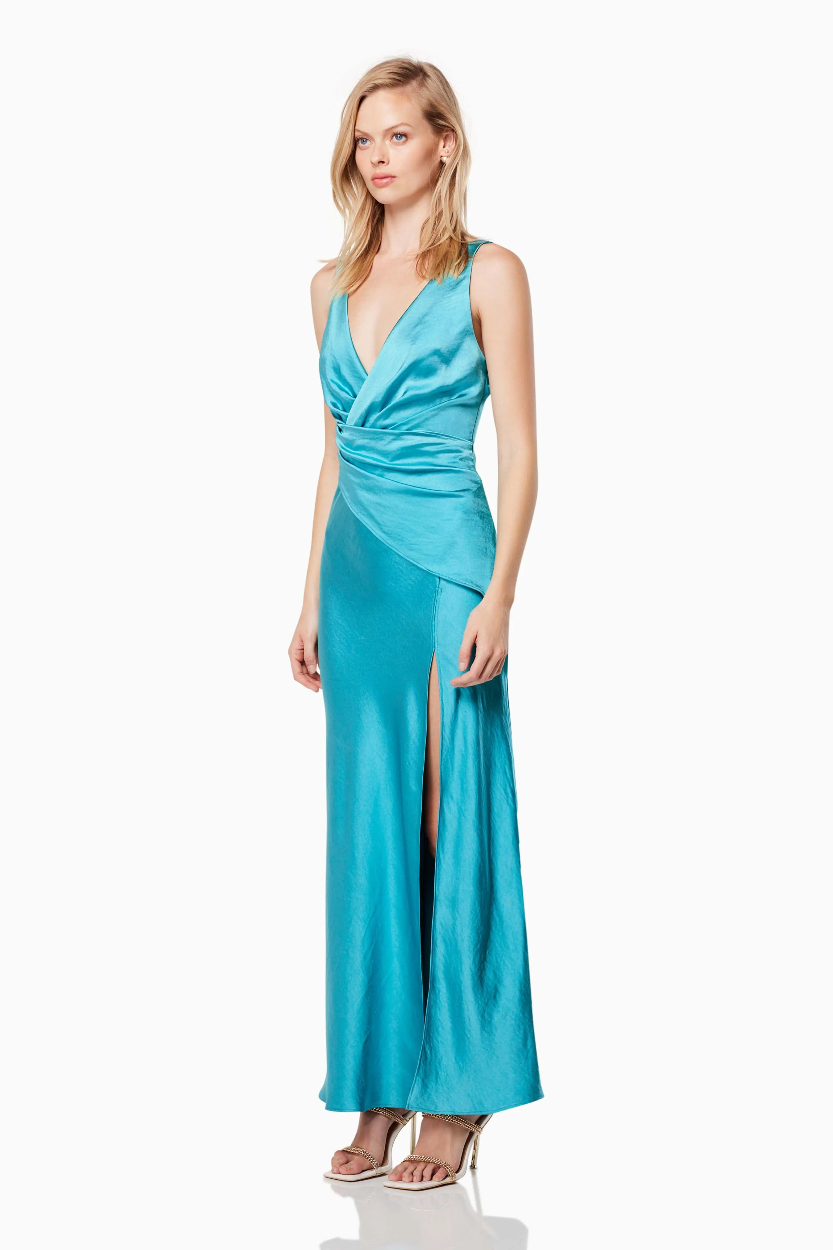 Junia Wrapped Neckline Maxi Dress In Blue sold by Elliatt product image thumbnail 3