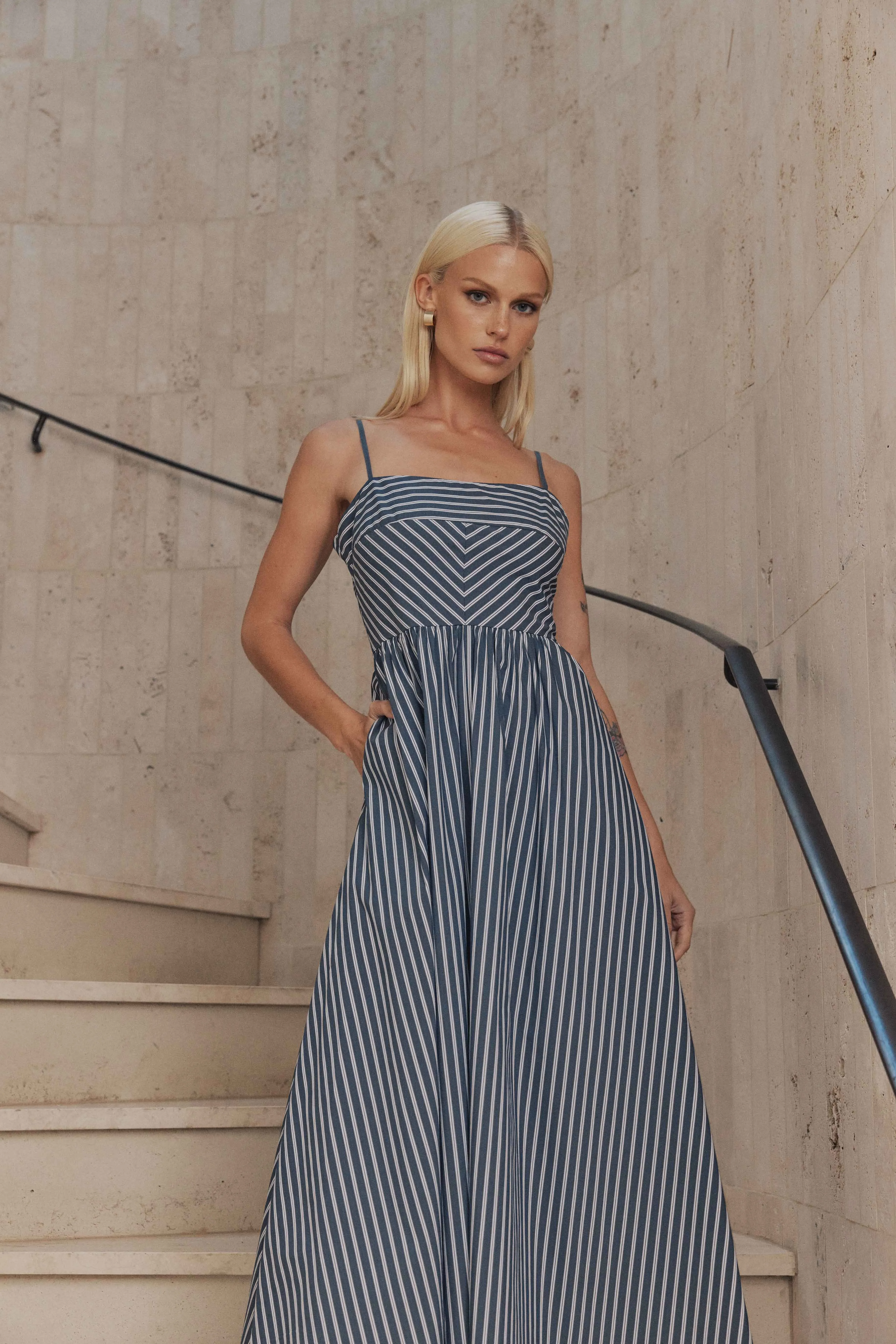 CURAAE Spring Sun Dress in Navy Stripe sold by Elliatt product image thumbnail 3