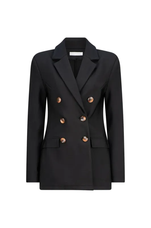 CURAAE Alexi Double Breasted Blazer in Black sold by Elliatt