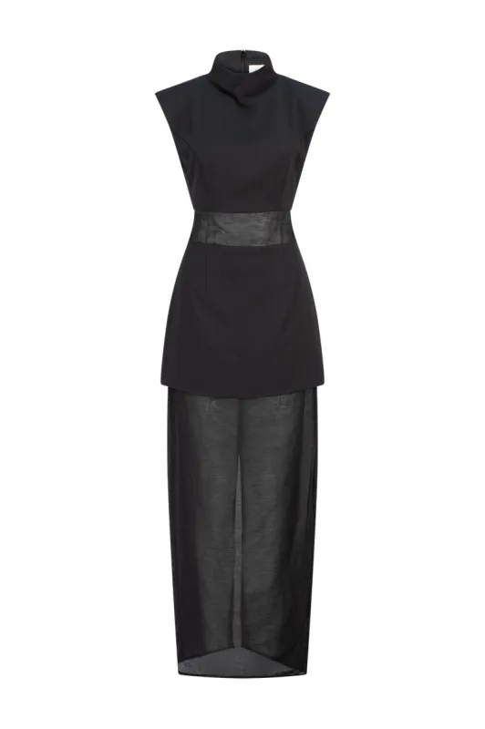 CURAAE Bond Sleeveless Mesh Maxi Dress in Black sold by Elliatt