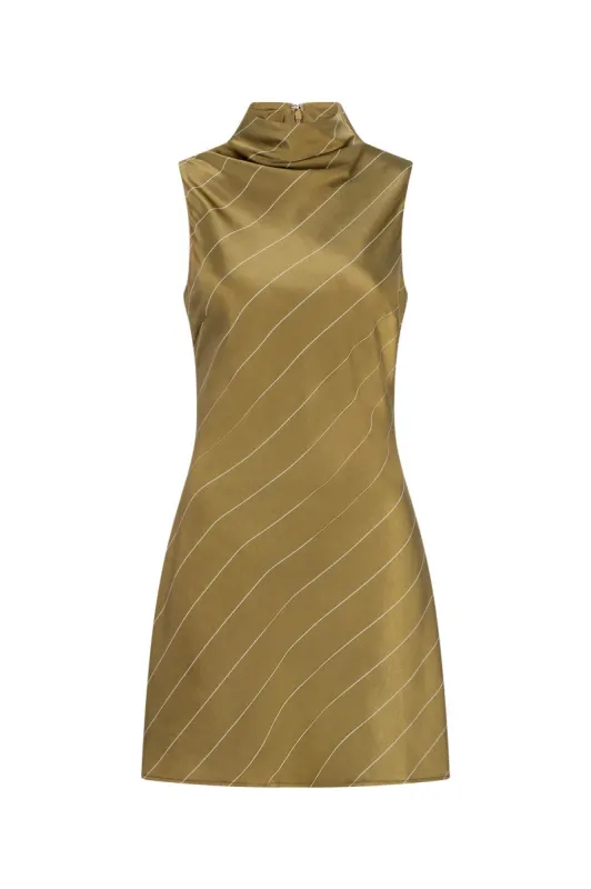 CURAAE Mia Satin Mini Dress in Green sold by Elliatt