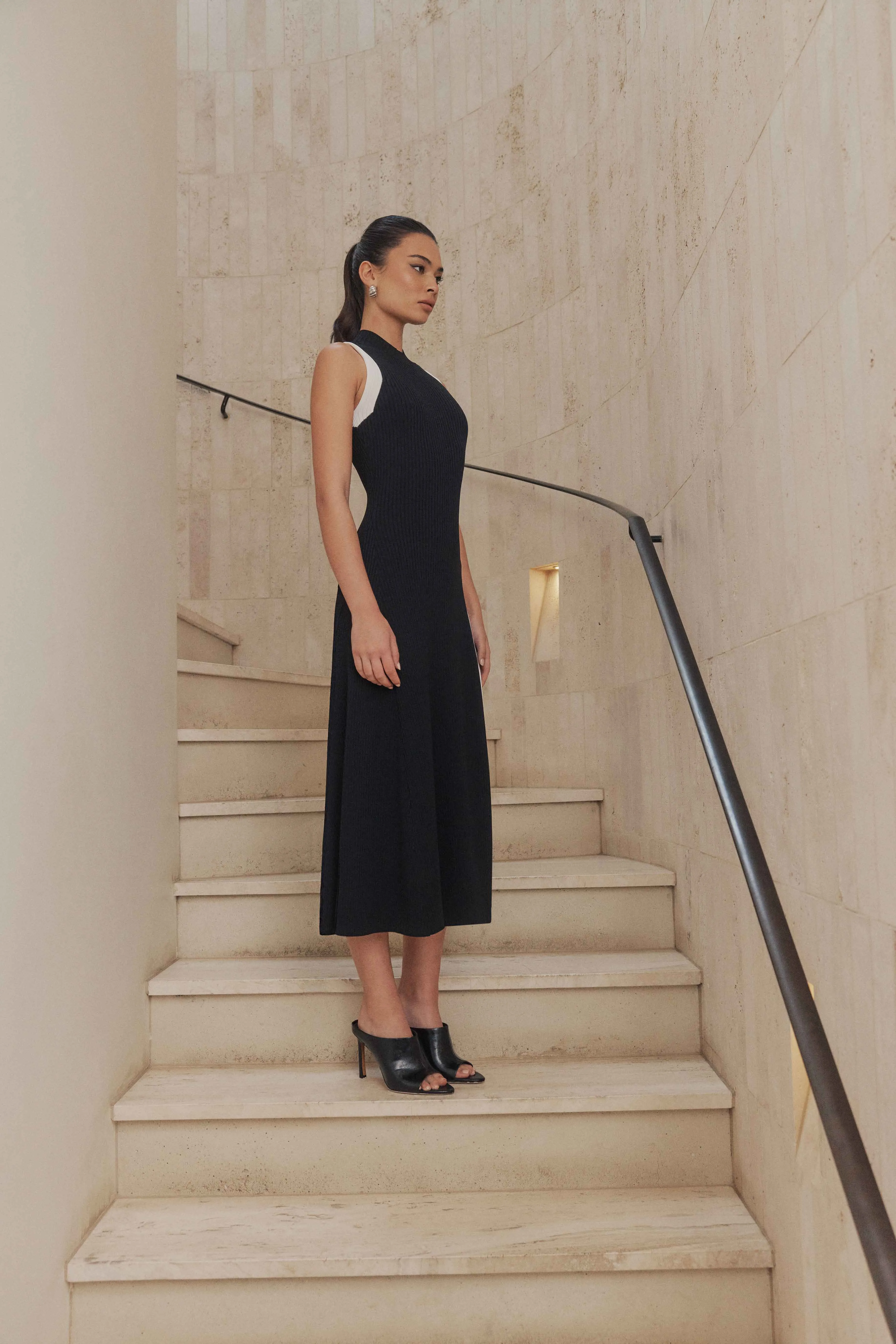 CURAAE Berlin Rib Knit Midi Dress in Black sold by Elliatt product image thumbnail 3