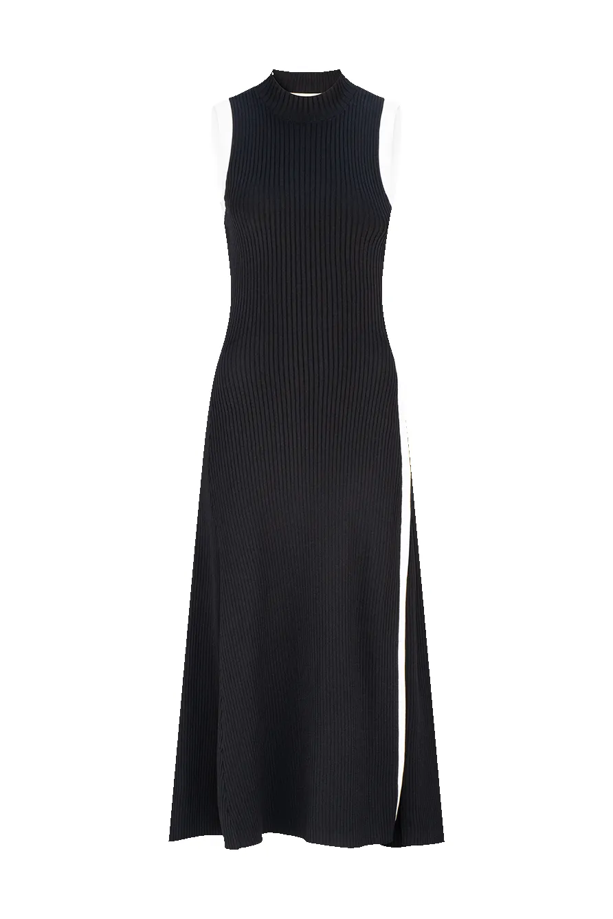 CURAAE Berlin Rib Knit Midi Dress in Black sold by Elliatt