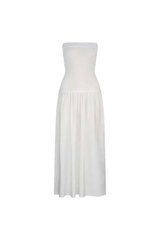 CURAAE Lex Strapless Maxi Dress in White sold by Elliatt