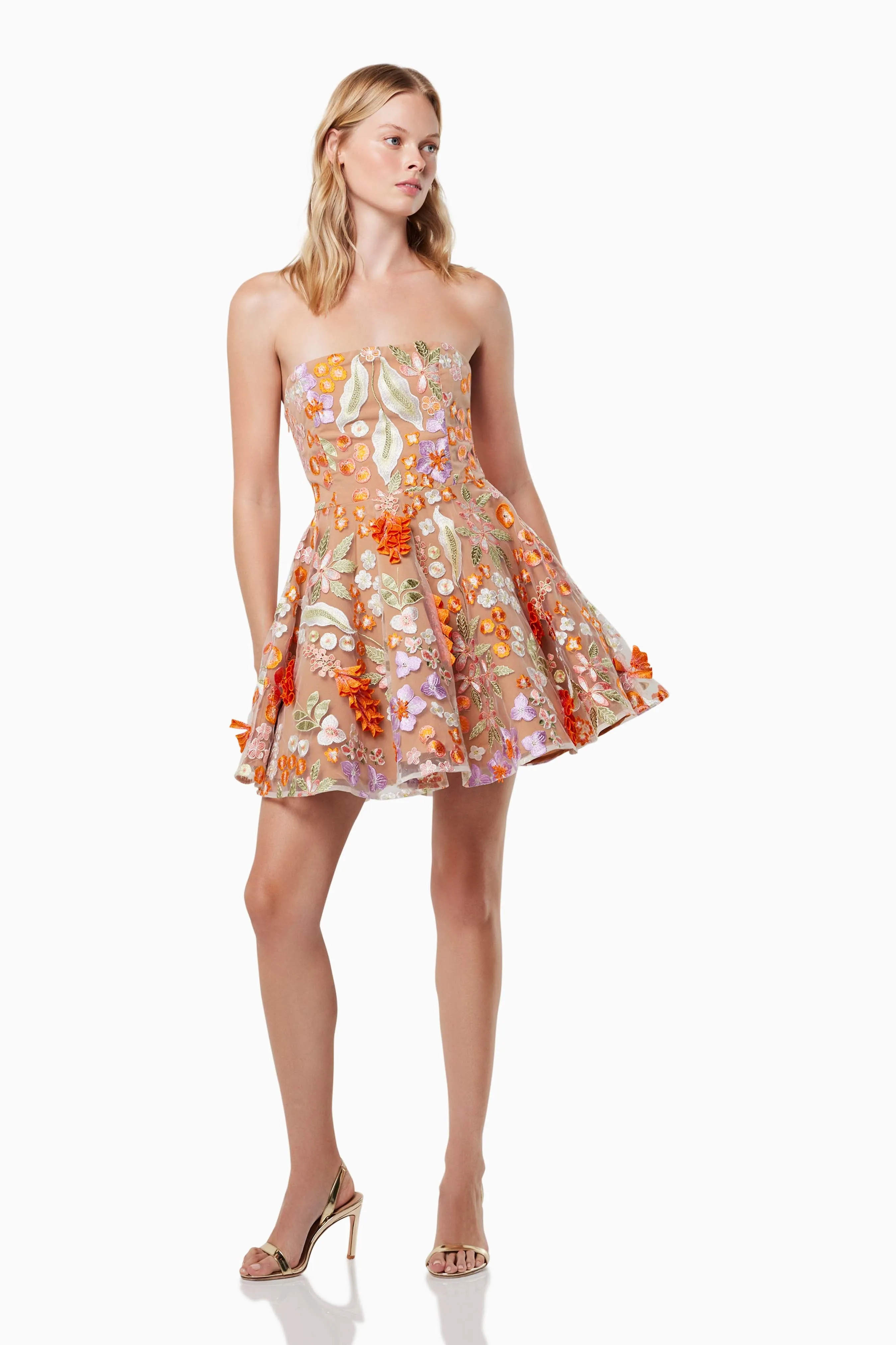 Discotheque 3D Floral Mini Dress In Orange sold by Elliatt product image thumbnail 3