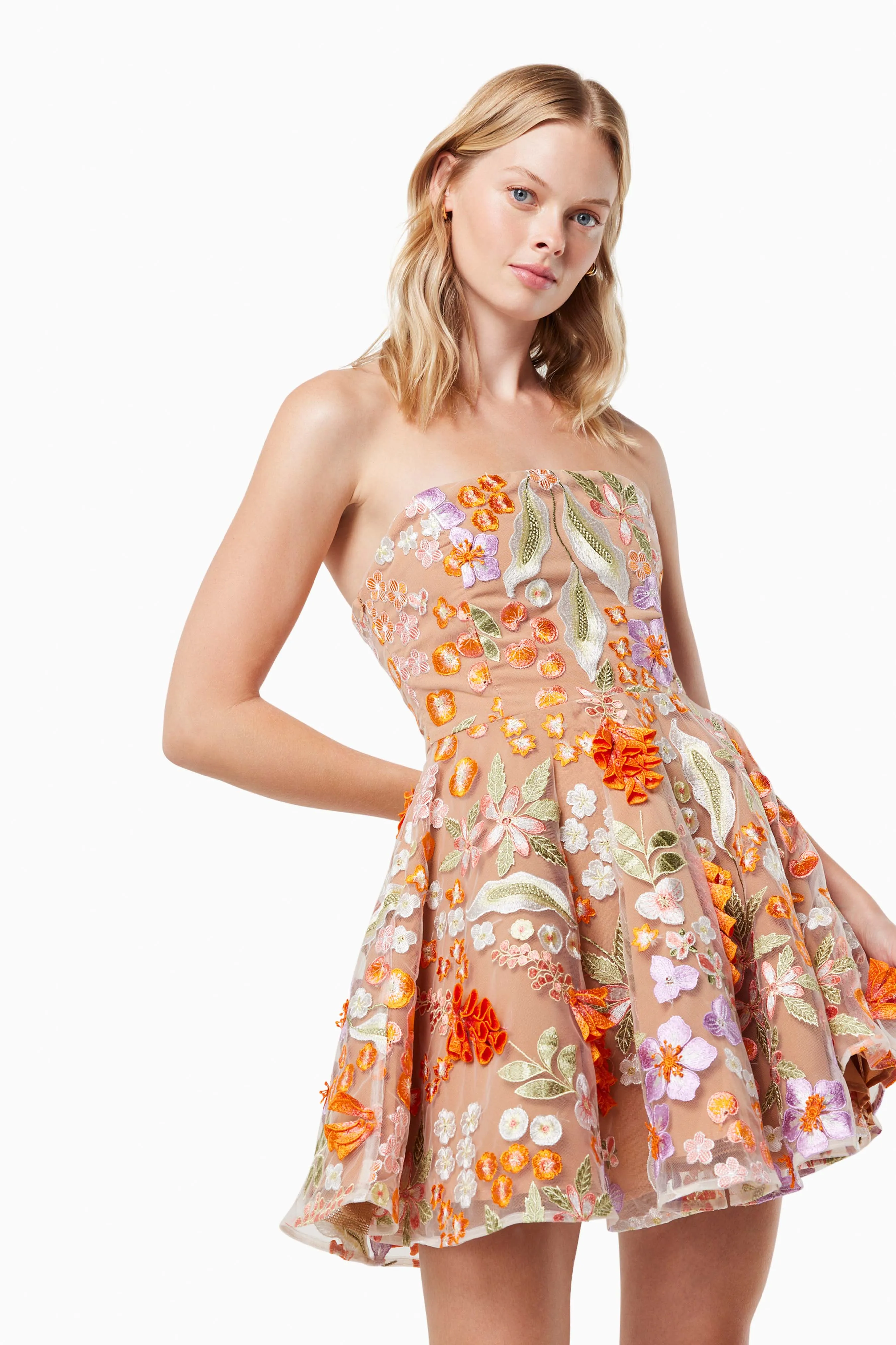 Discotheque 3D Floral Mini Dress In Orange sold by Elliatt product image thumbnail 2