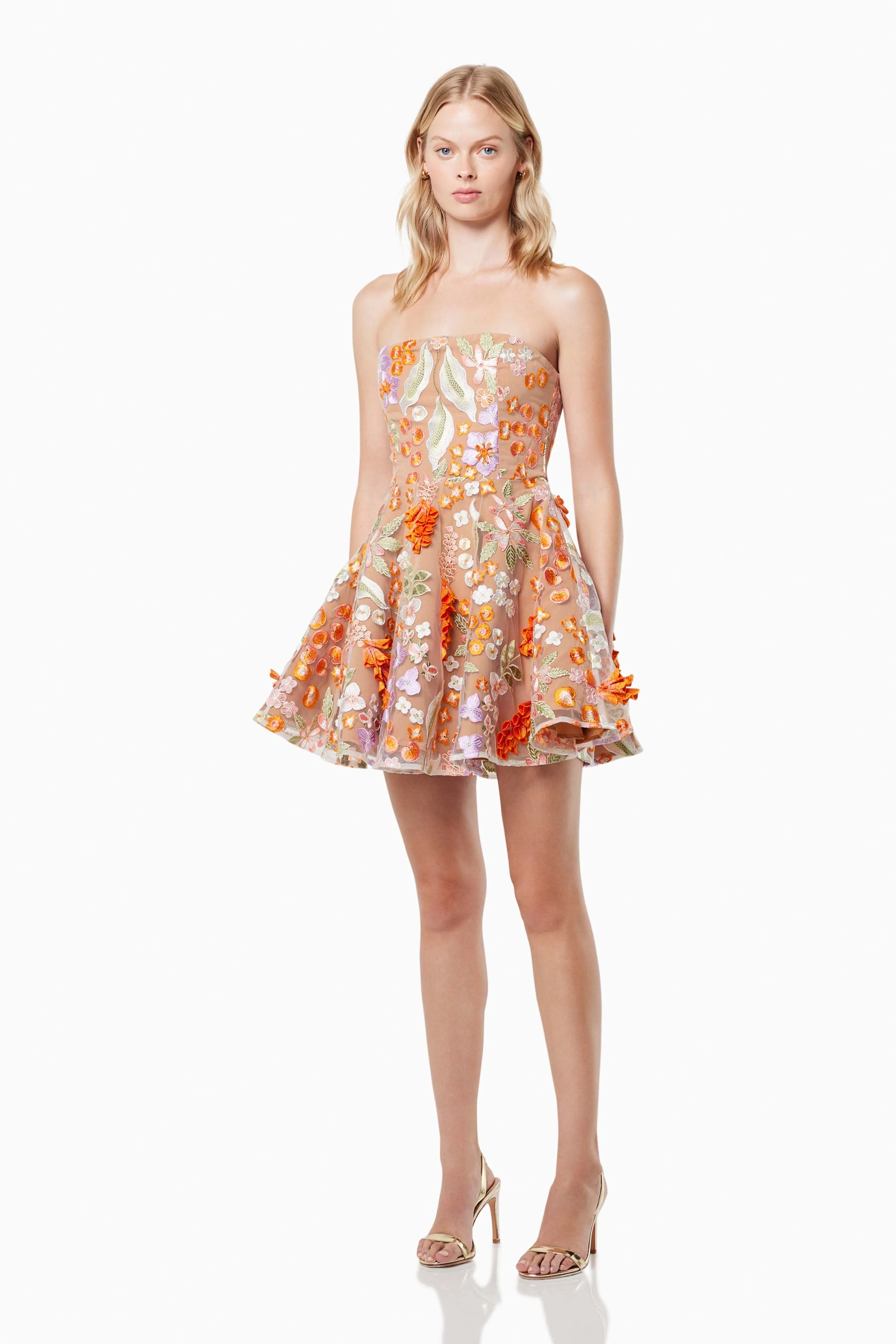 Discotheque 3D Floral Mini Dress In Orange sold by Elliatt product image thumbnail 4