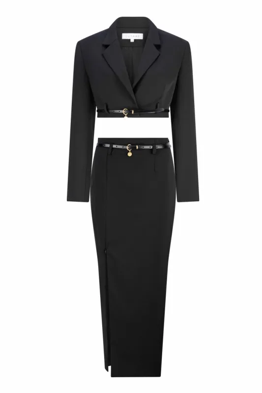 CURAAE Arabella Two-Piece Suiting Set In Black sold by Elliatt