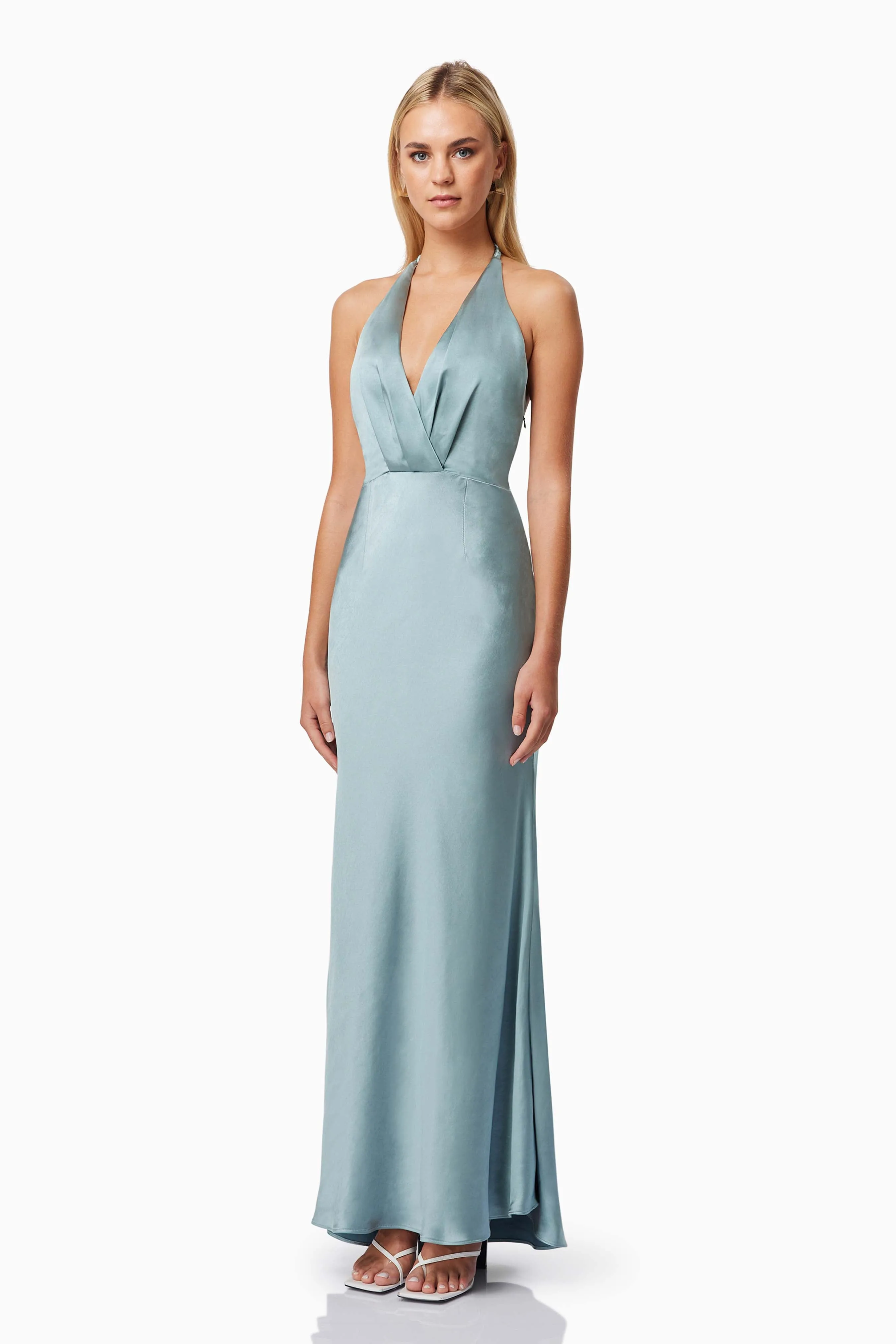 Aria Backless Satin Maxi Dress In Blue sold by Elliatt product image thumbnail 3