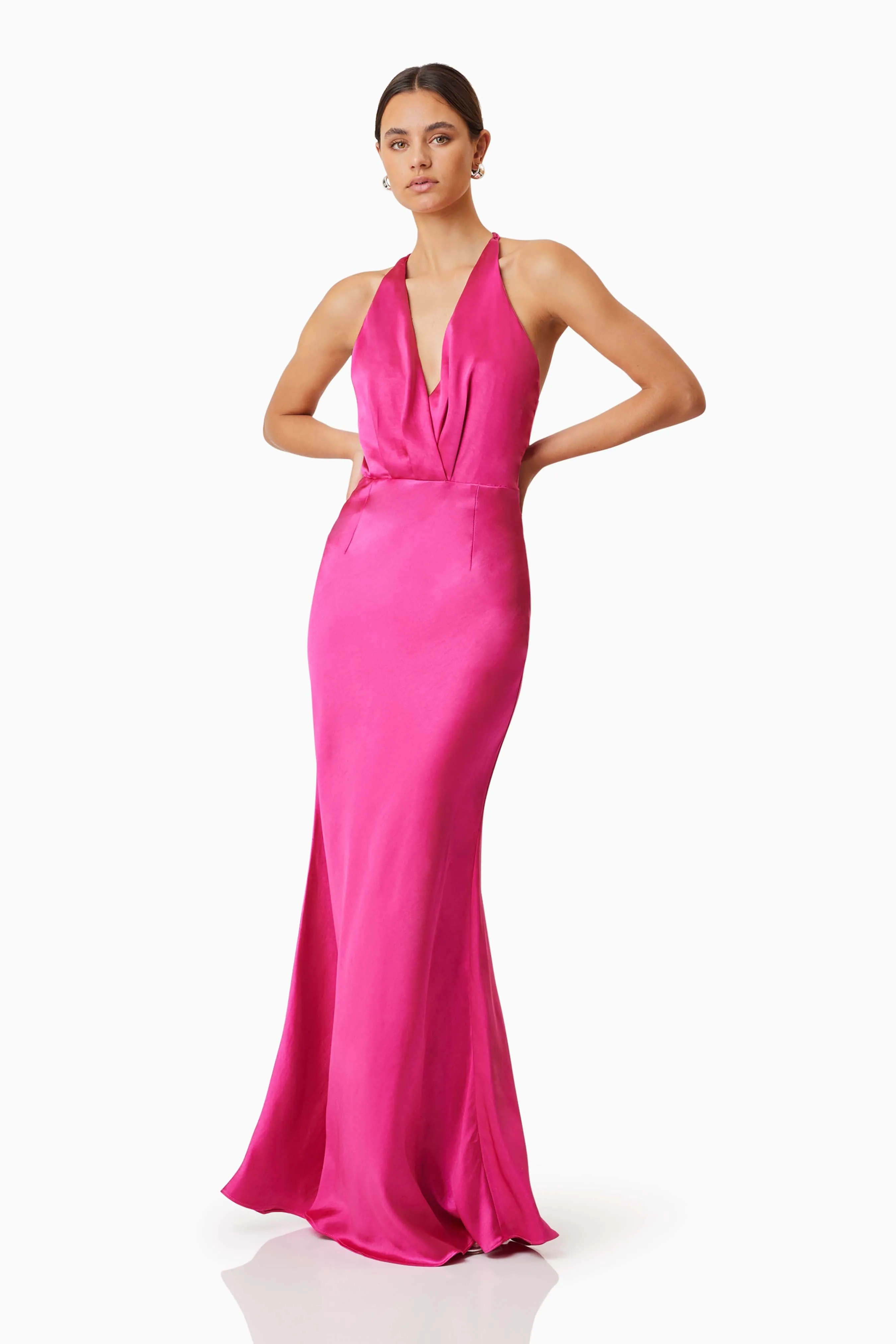 Aria Backless Satin Maxi Dress In Pink sold by Elliatt product image thumbnail 4