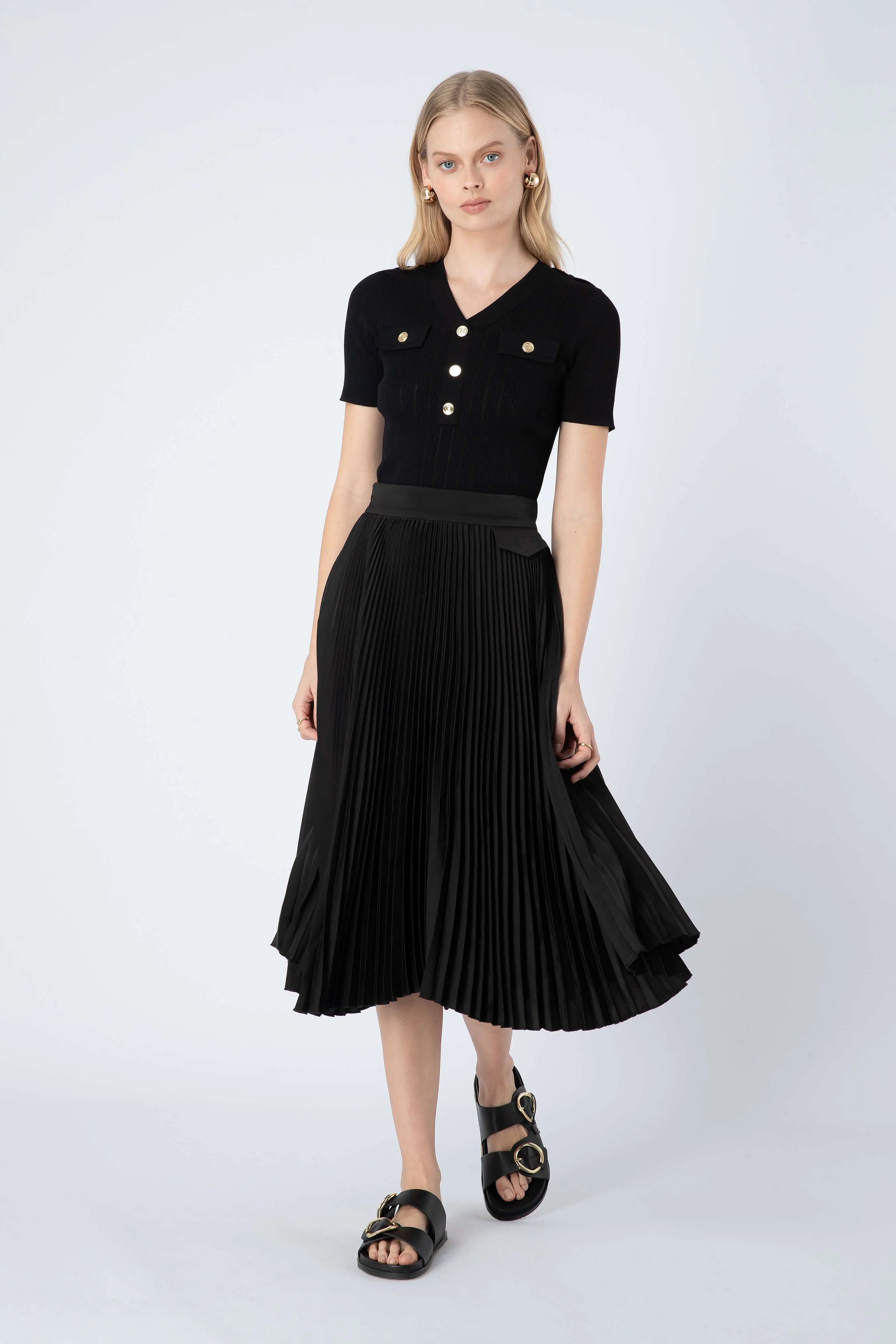 Tory Midi Pleated Skirt in Black sold by Elliatt product image thumbnail 5