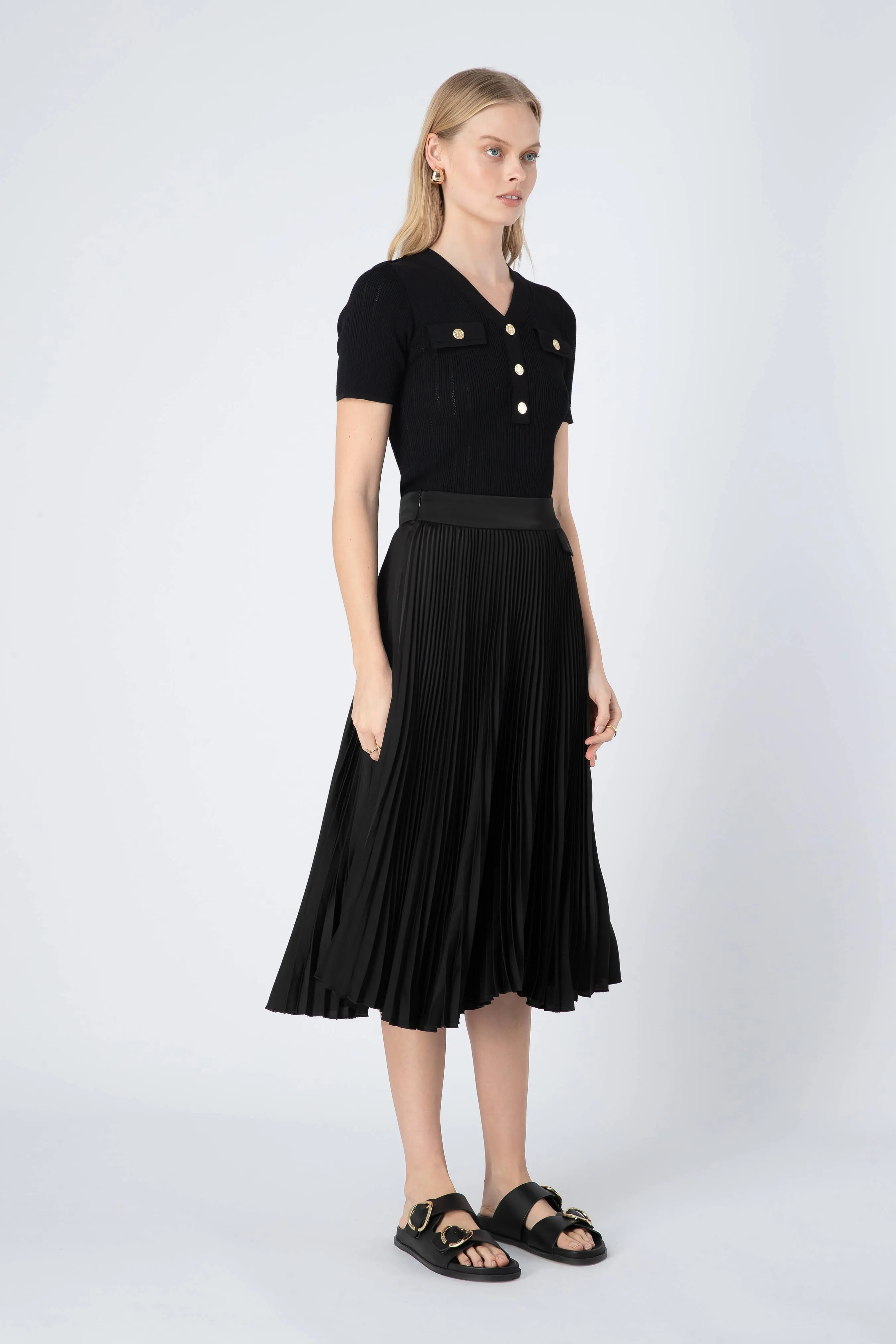 Tory Midi Pleated Skirt in Black sold by Elliatt product image thumbnail 2