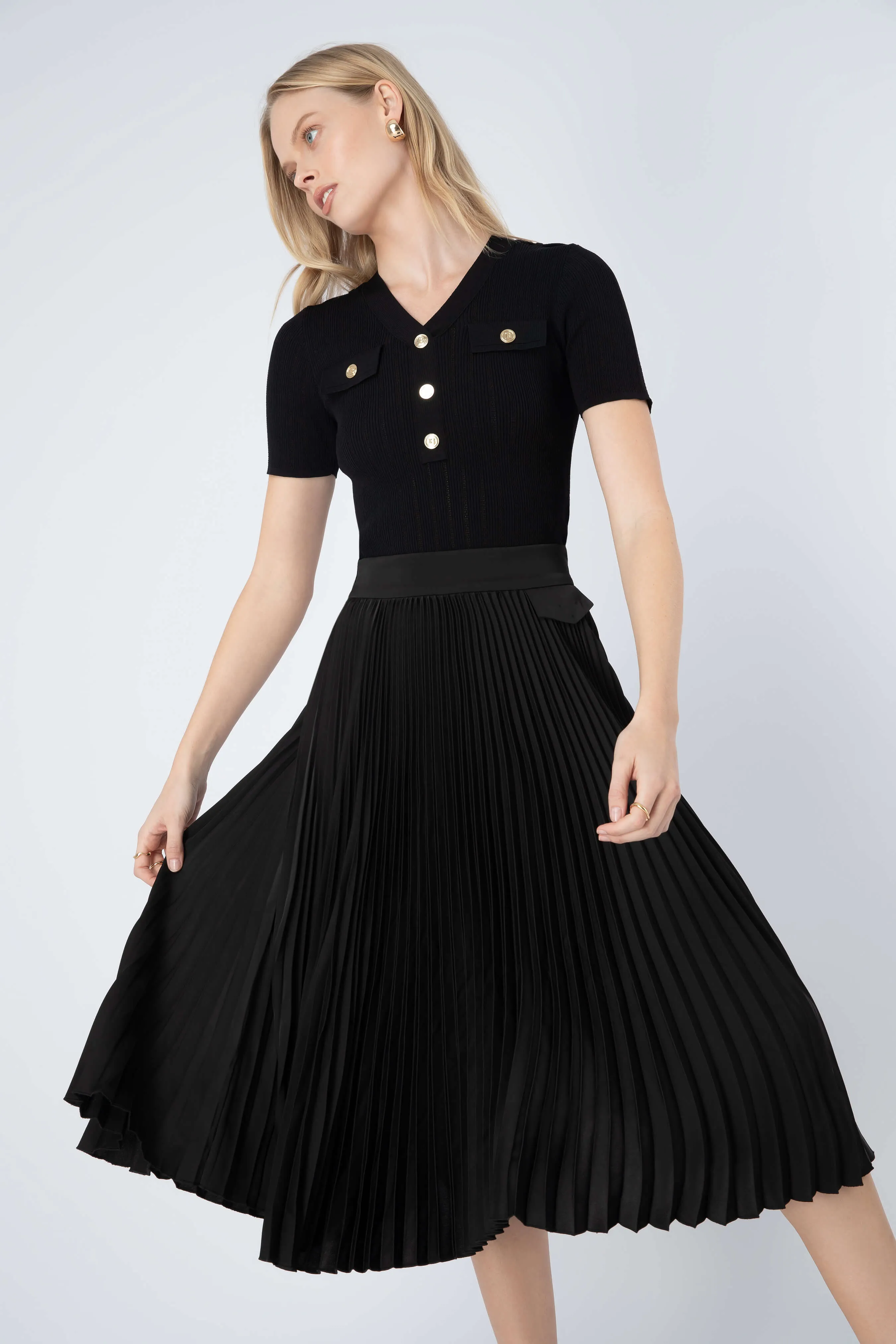 Tory Midi Pleated Skirt in Black sold by Elliatt product image thumbnail 3