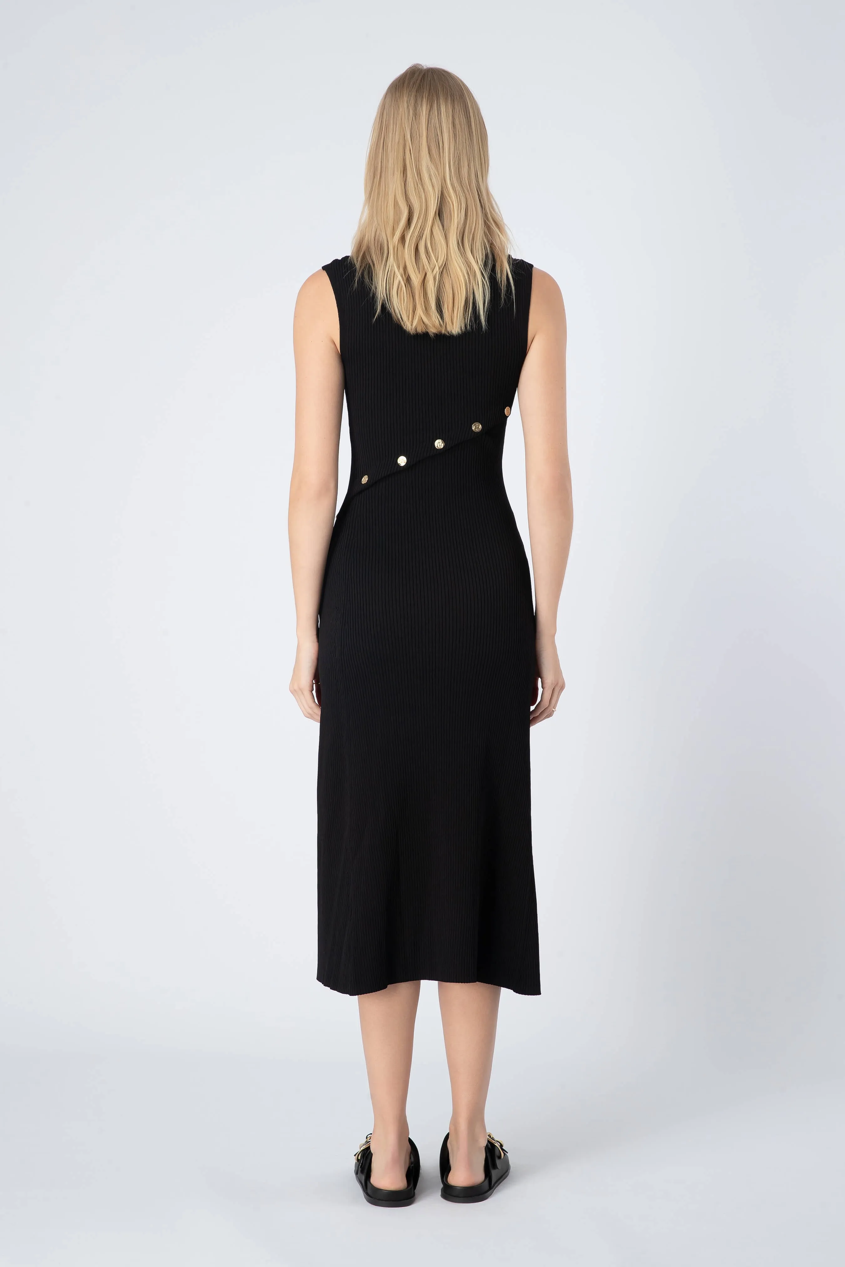Rooney Ribbed Knit Sleeveless Midi Dress in Black sold by Elliatt product image thumbnail 4