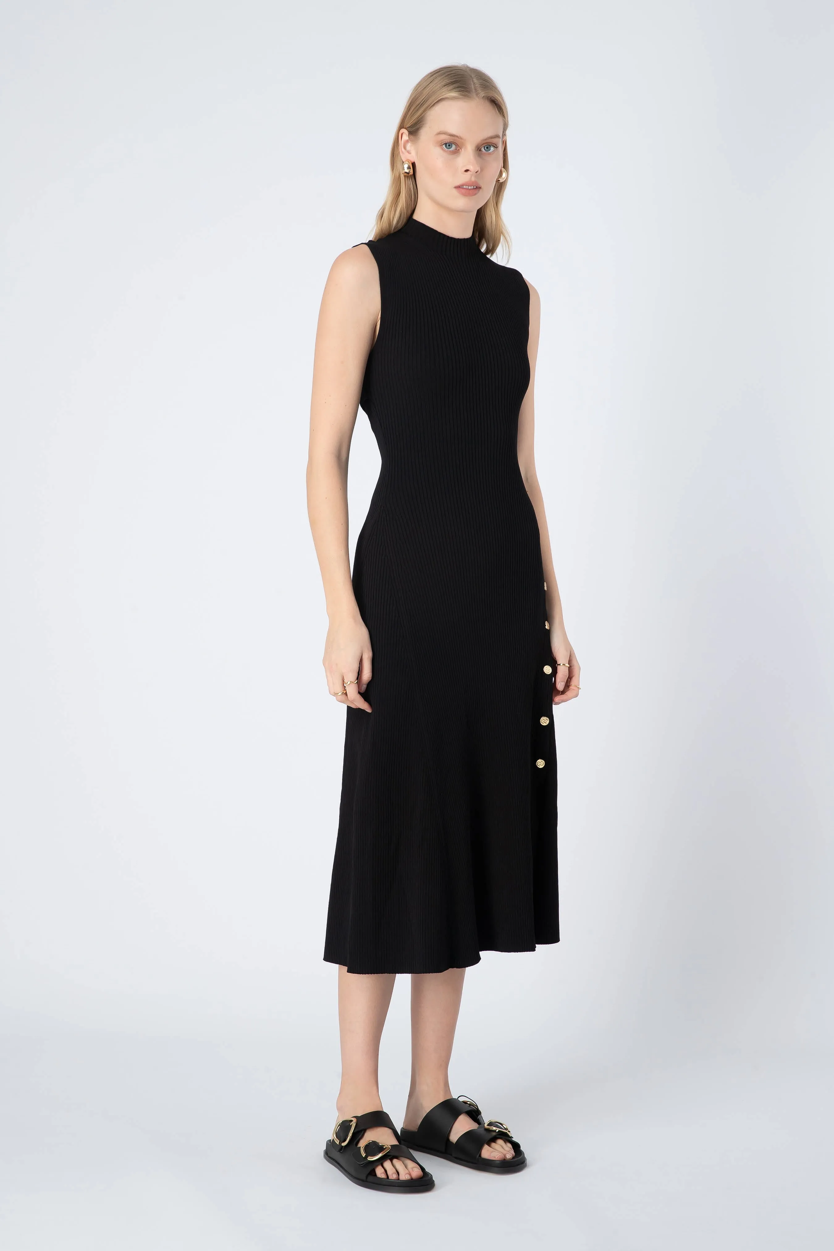Rooney Ribbed Knit Sleeveless Midi Dress in Black sold by Elliatt product image thumbnail 2