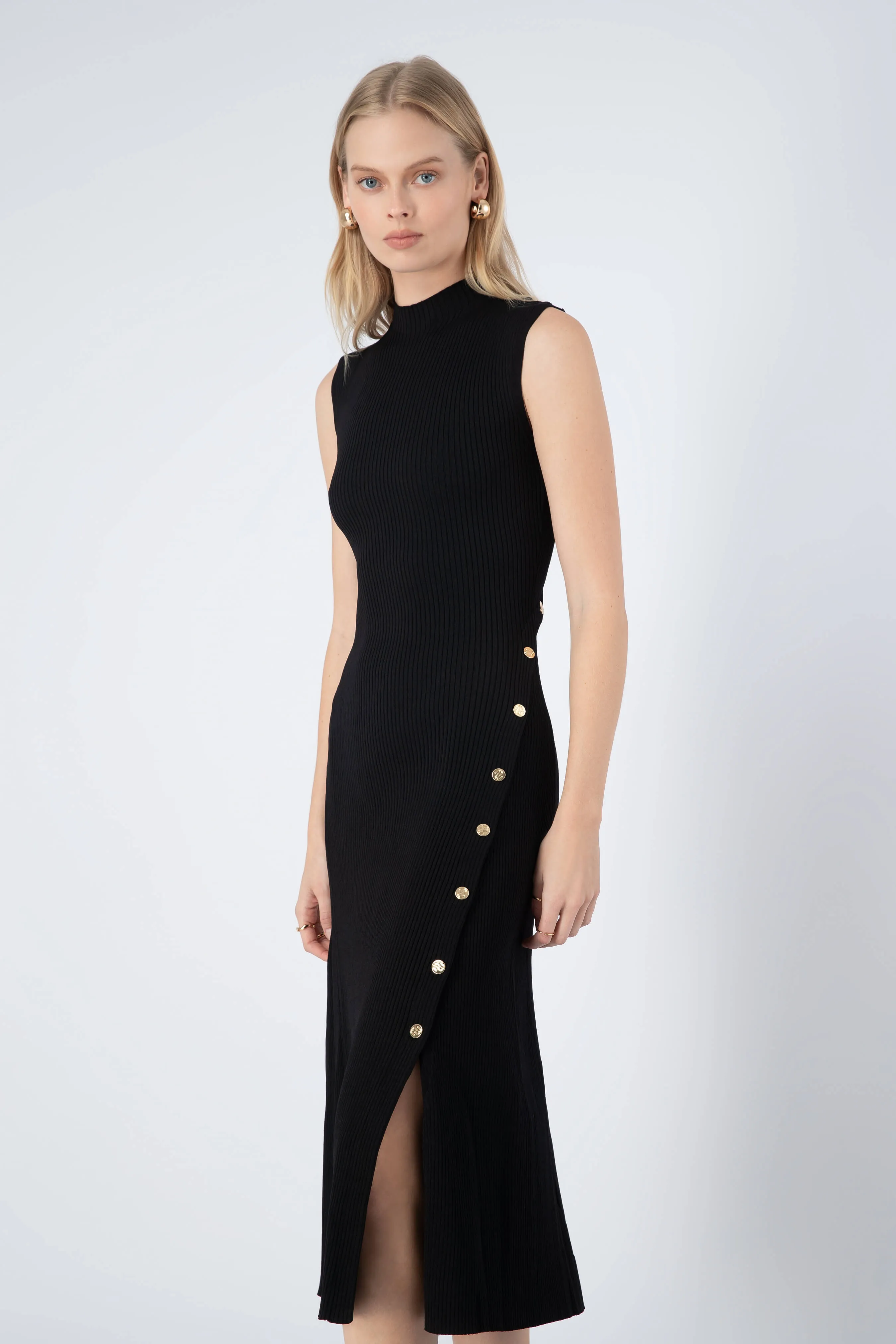 Rooney Ribbed Knit Sleeveless Midi Dress in Black sold by Elliatt product image thumbnail 5